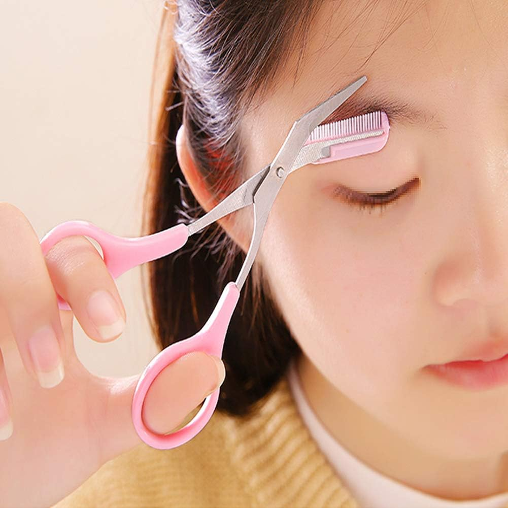Professional Stainless Steel Eyebrow Grooming Shear Scissors with Plastic Combeyebrow Shaving Scissors Hair Remover Beauty Tool Beauty Accessories for Men and Women image number 1