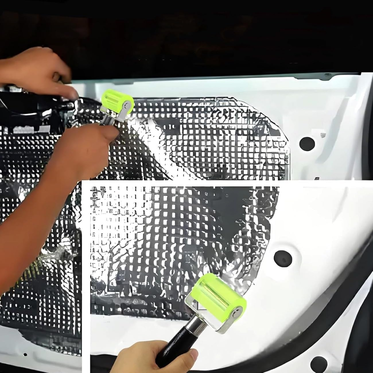 WADY 2 Pcs Car Sound Deadening Roller, Automotive Car Audio Sound Application Rolling Wheel, Noise Insulation Roller Seam Roller for Noise Filter Application Heat Abatement Mat Wallpaper (Black+Green) image number 6