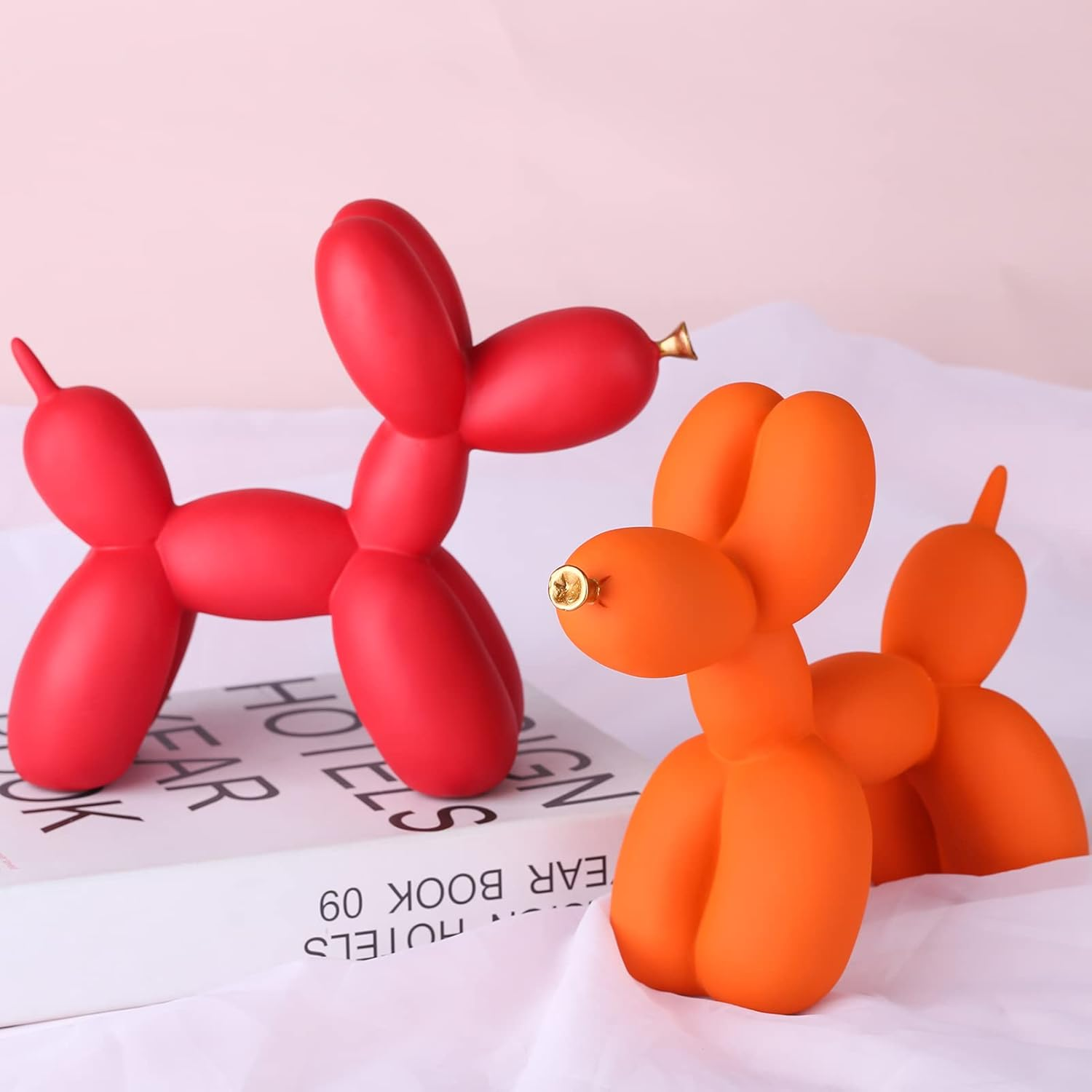 XIAOMAGG Creative Balloon Dog Sculpture Modern Home Decoration Trendy Animal Art Ornaments Collection Figurine Bedroom Living Room Office Desktop Resin Decors - Fireworks image number 2