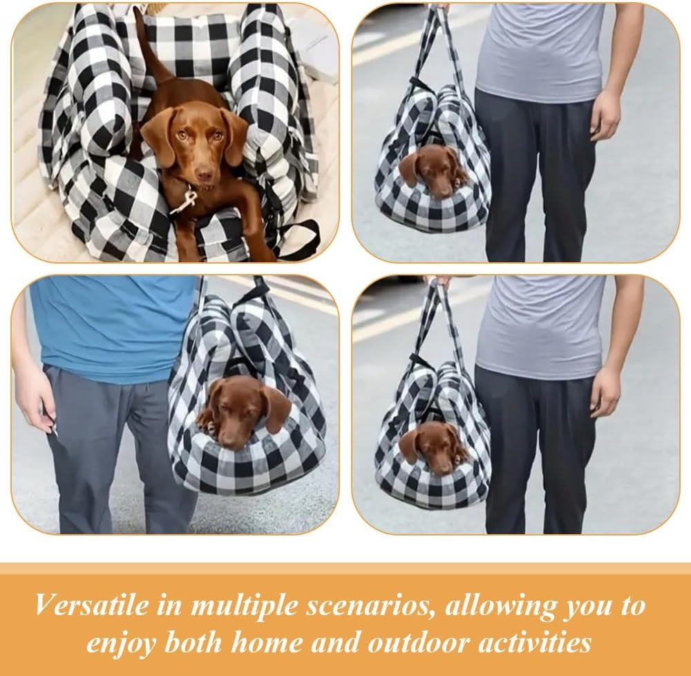 Pet Car Seat,Dog Car Travel Carrier,Dog Booster Seat,Car Booster Seat,Pets Portable Travel Bed,For Small Dogs,Pet Bed to Portable Travel,Outdoor,Travel Accessories (Black and White)