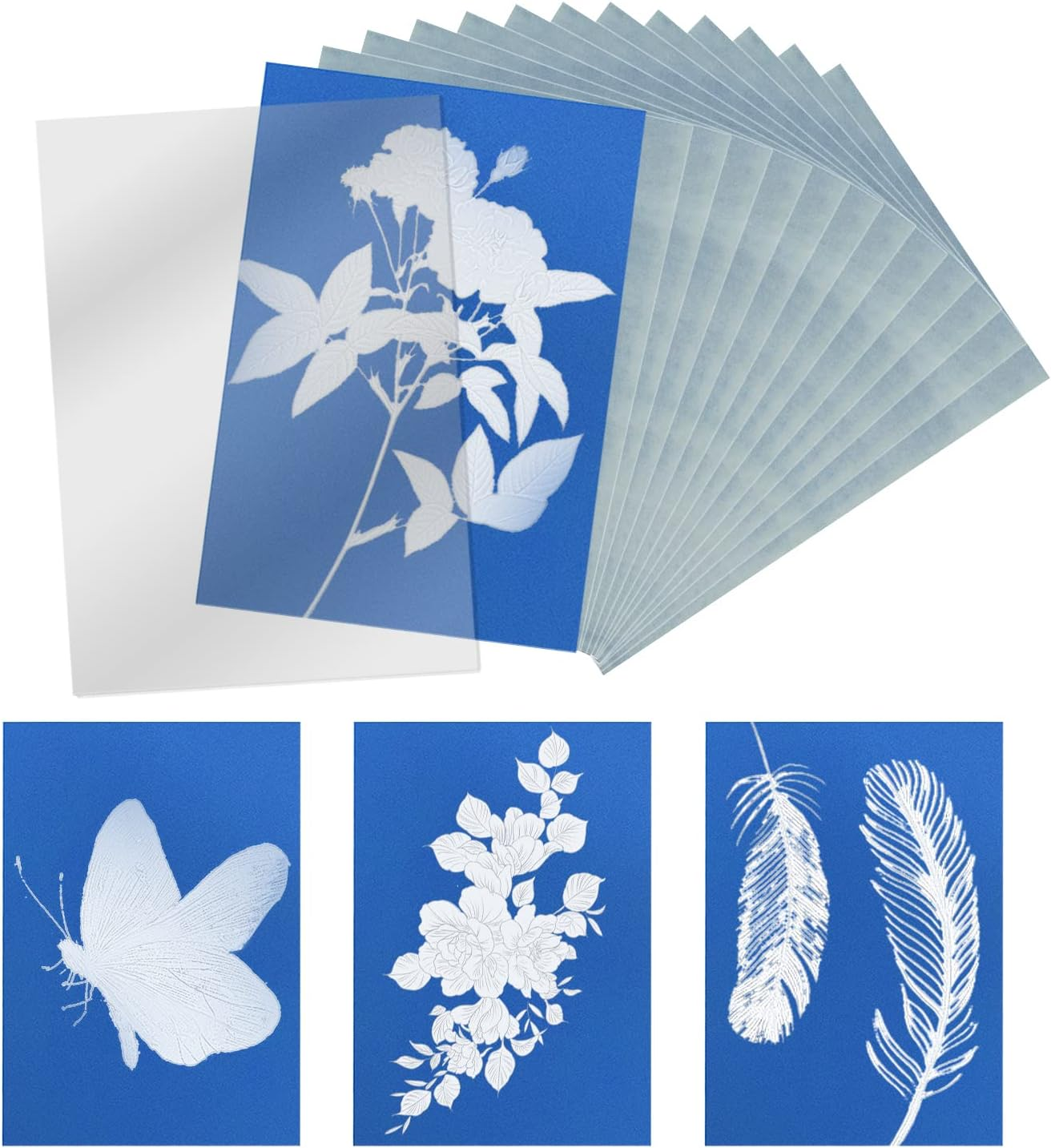 KINBOM 32Pcs Cyanotype Paper, Sun Print Paper Light Sensitive Paper Photography with Acrylic Sheet for DIY Crafts Projects image number 6