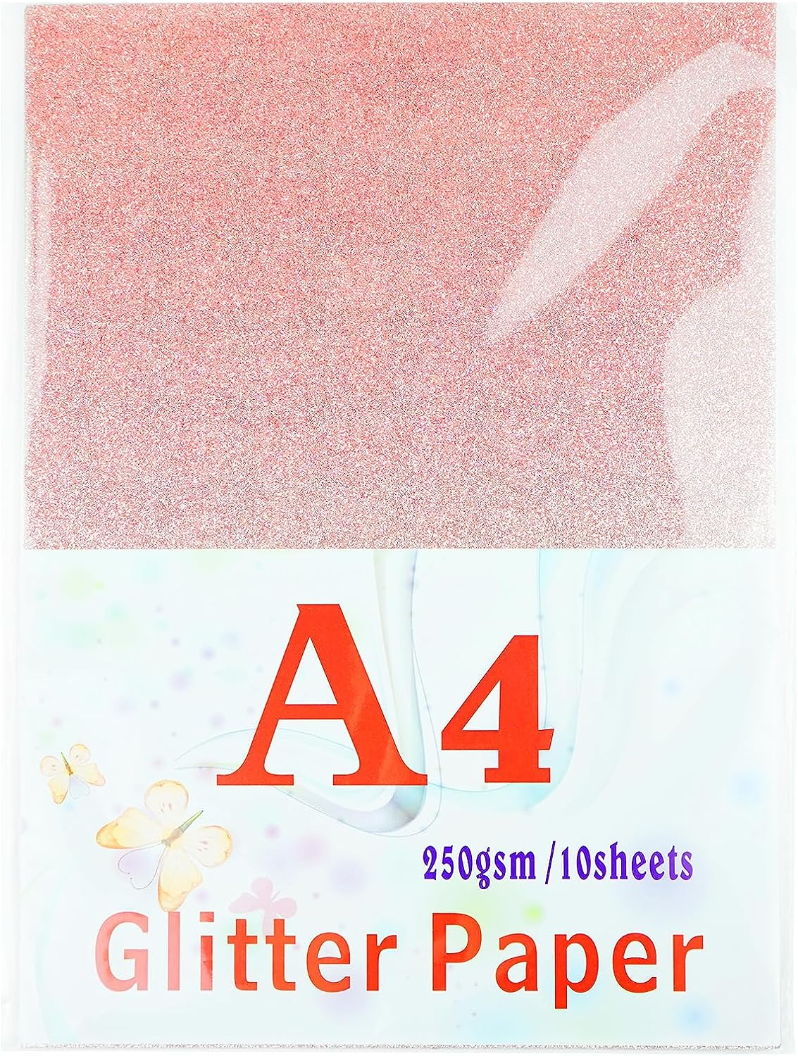 A4 Glitter Cards, Rose Gold Craft Paper Sheet, 250GSM Shiny Glitter Cardstock, Clay Drawing Card for Crafts and Arts, DIY Needs, Gift Wrapping Scrapbook, Soft Touch Luxury (10 Sheets) image number 1