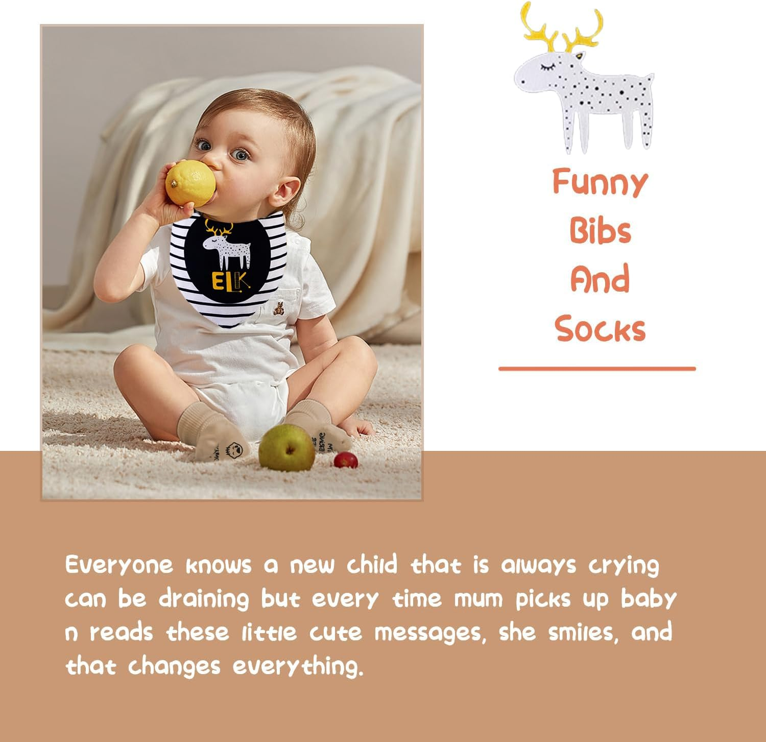 Baby Gifts Set, Baby Shower Gifts, Newborn Baby Gifts Basket, Unisex Baby Gift Set with Baby Blanket, Baby Wooden Rattle, Baby Rattle, Baby Bib, Infant Gift Set image number 3