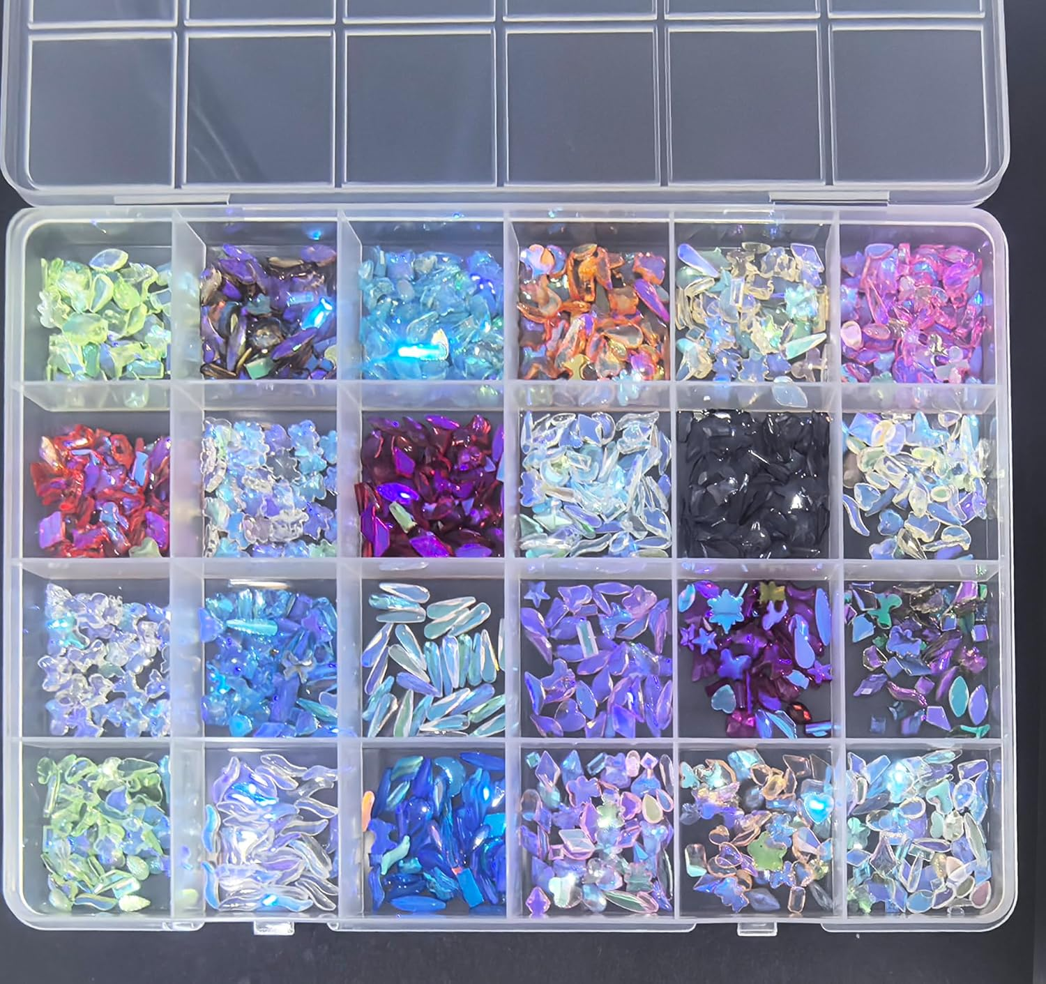 24000Pcs Nail Art Rhinestones, Betterjonny 24 Colors 2Mm round Nail Tip-Bottomed Rainbow Gems Set with Tweezers AB Glitter Rhinestone for Crafts Decoration and Jewelry Making