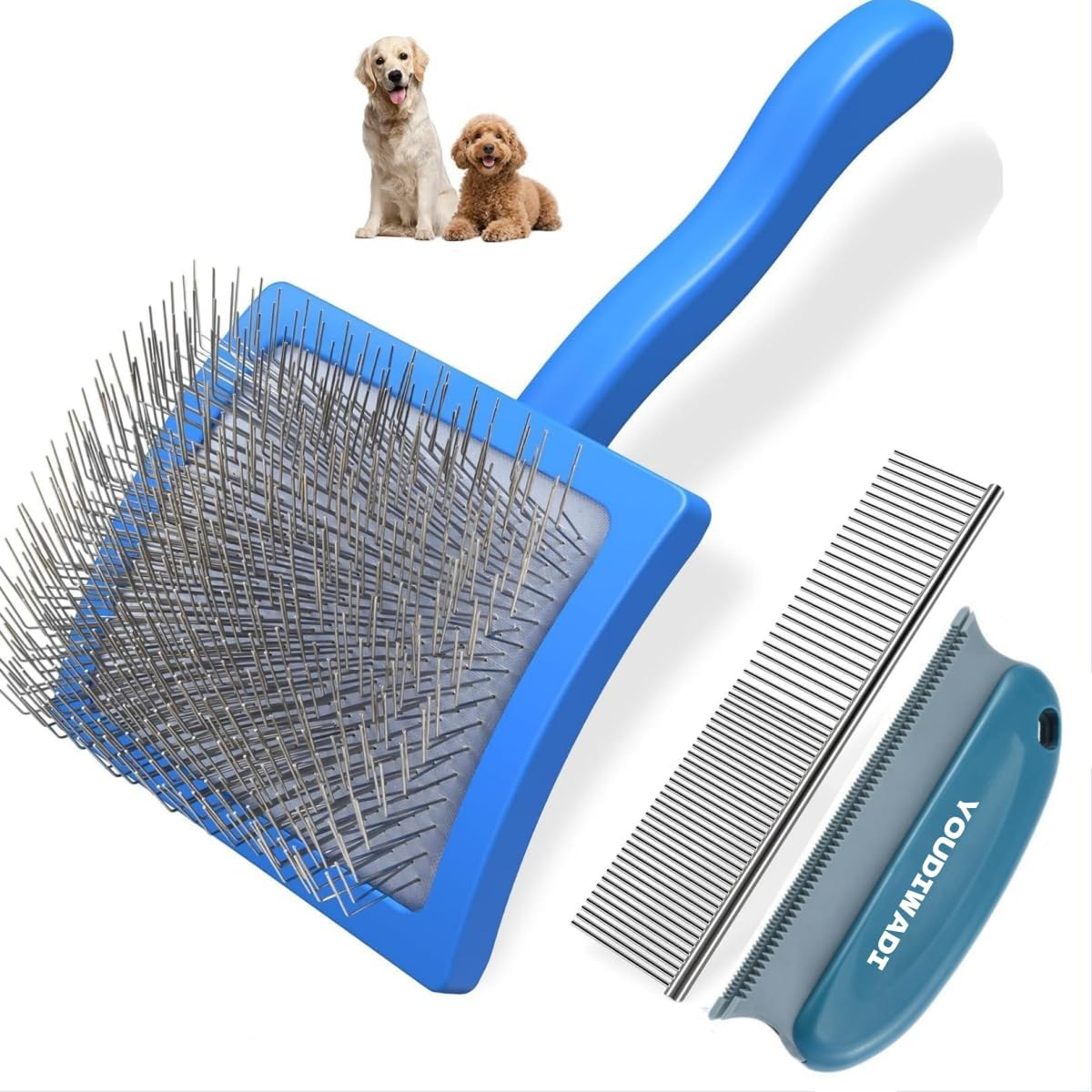 YOUDIWADI 3PCS Slicker Brush for Dogs & Pet Comb&Pet Hair Remover,Professional Dog Grooming Brush with Extra Long Pins to Effectively Remove Tangles, Knots and Mats image number 4