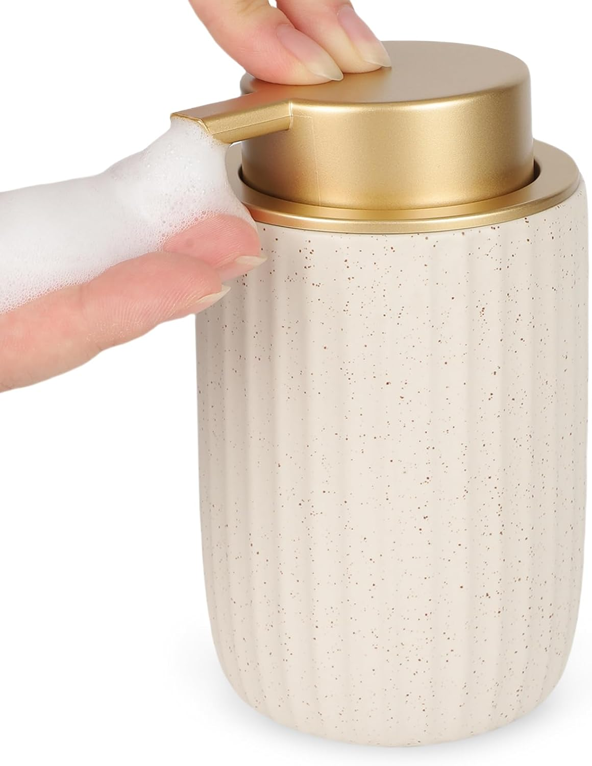 Segbeauty Ceramic Foaming Hand Soap Dispenser, 16.9Oz Refillable Kitchen Bathroom Foam Soap Dispenser, 500Ml Empty Liquid Soap Lotion Dispenser Foaming Pump Bottle for Modern Home Farmhouse Decor