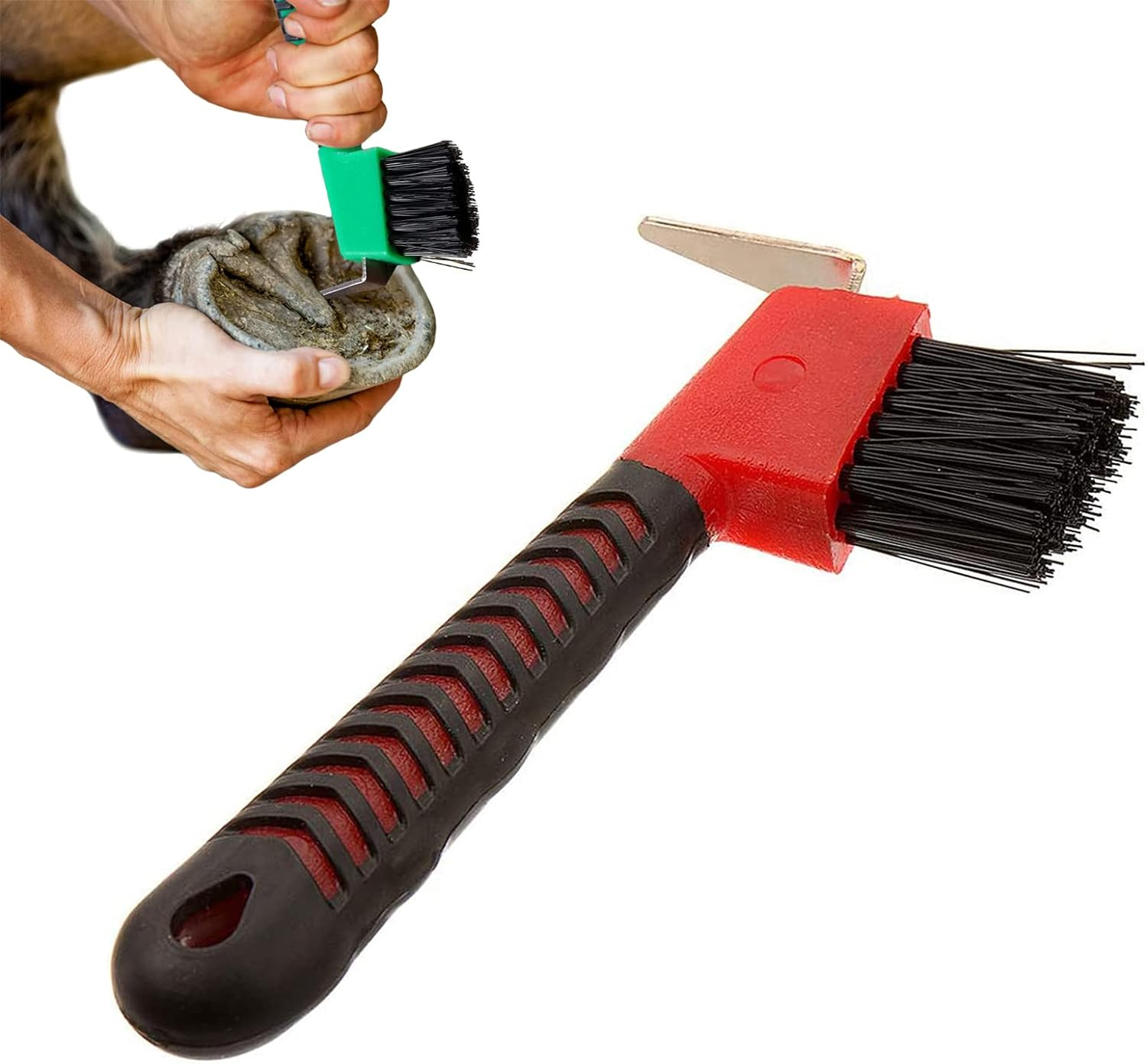 Dhinkyoung Horse Hoof Pick Brush with Handle, Sturdy Hoofpick Brush, Horseshoe Brush Horses Hoof Groove Cleaner for Horses, Donkey, Goat, Tires and Hiking Boots(Random Colour) image number 3