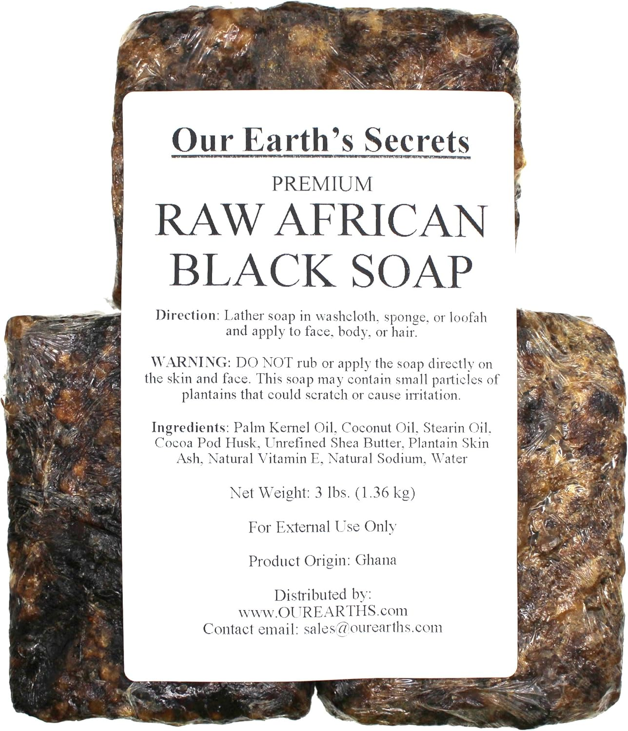 Our Earth'S Secrets Premium Natural Raw African Black Soap, 3 Pound image number 1