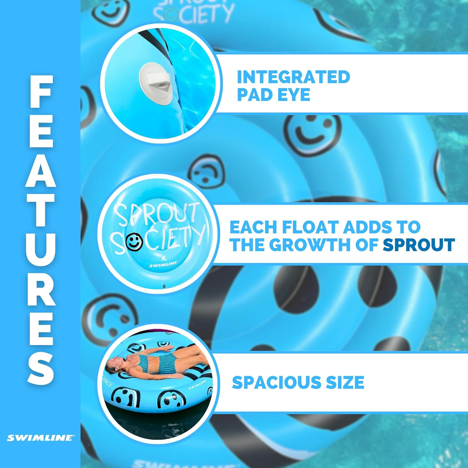 SWIMLINE Originals Floating Island Inflatable Summer Pool Float Rafts | Inflatabale Floaties Raft Pool Lounger | Inflatable Pool Raft for Adults & Kids | Multi Person Party Summer Float Decoration image number 4