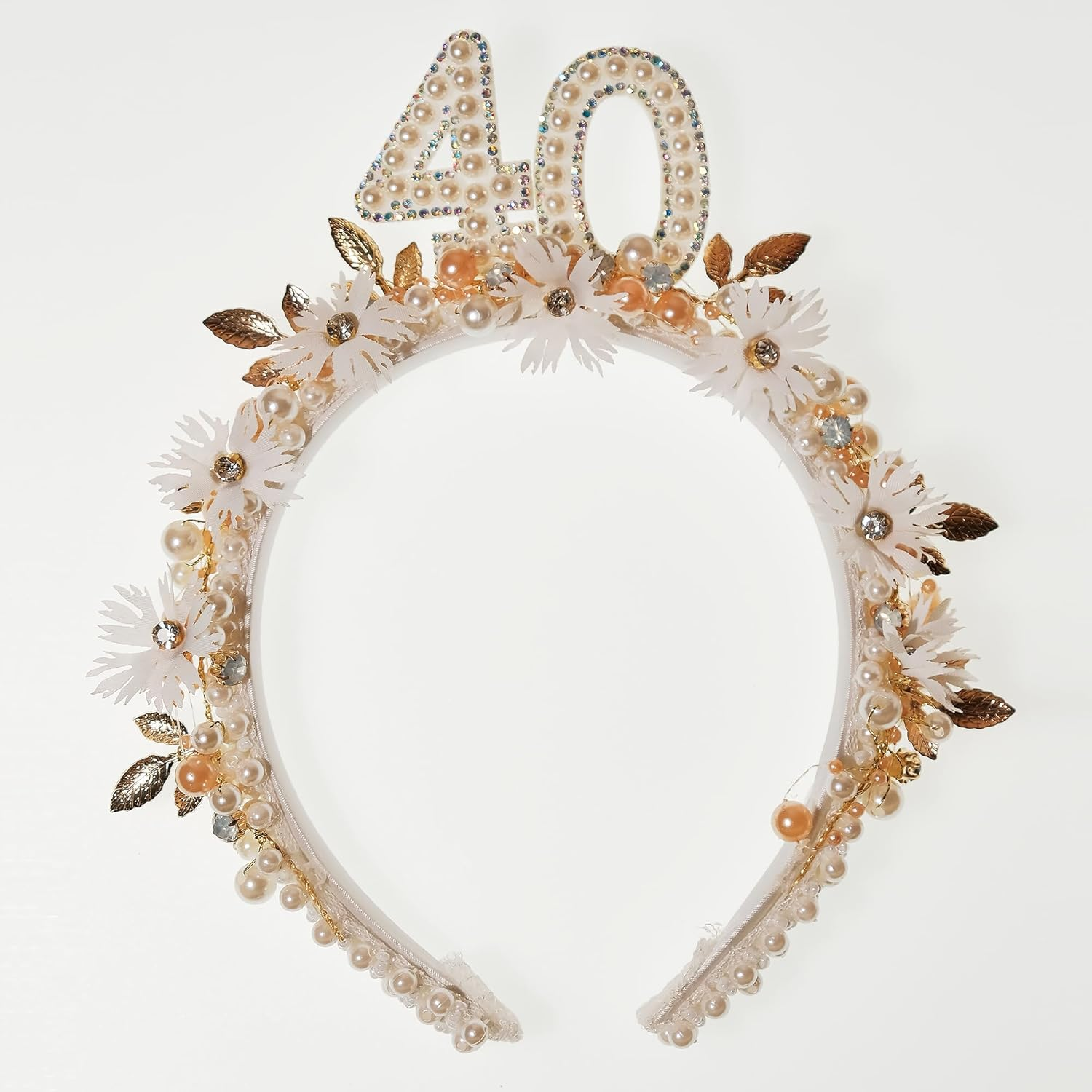 Partyforu 40Th Birthday Headband for Women, Handmade 40Th Birthday Headband with Beads for Fabulous Party, Photo Prop, Happy Gift image number 5