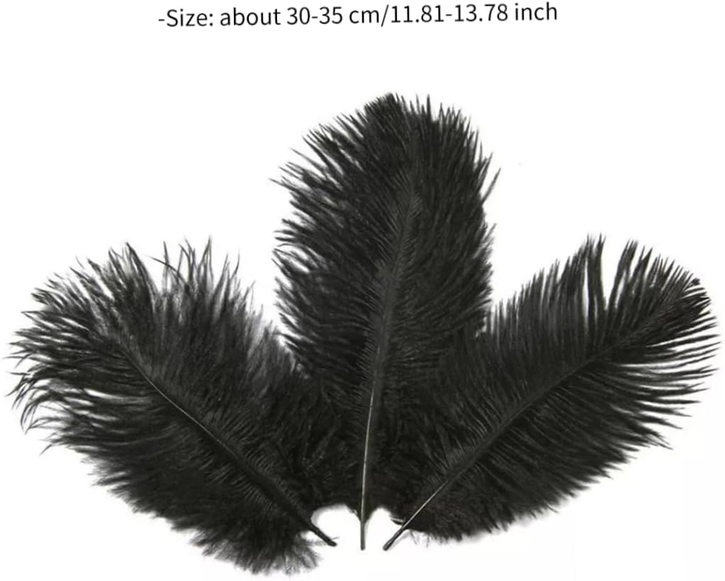 Artificial Ostrich Feathers Crafts DIY Plume Feahter for Wedding Christmas Decoration 3PCS Black Summer Home Use - Gold image number 3
