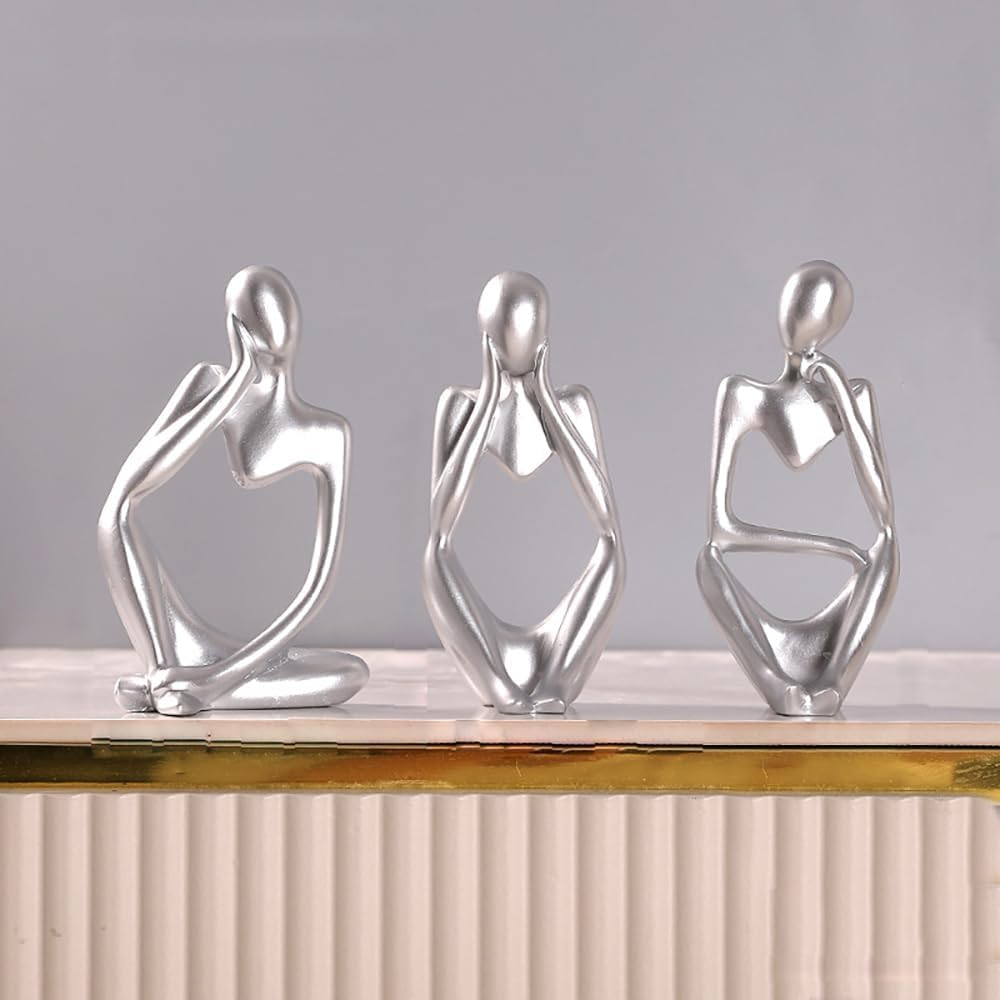 Decorative Thinker Statue, Abstract Art Sculpture, Resin Figurine for Home and Office, Great Gift Ideas Resin Statue Ornaments Collectible Figurines (Gold)