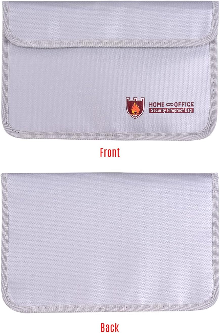 Fafeicy Double Zipper Fireproof Document Bag Pouch Organizer Silicone Coated Water Resistant Safe Storage for Cash Documents