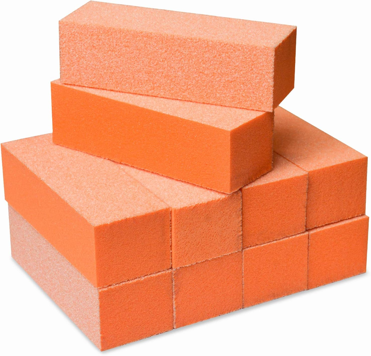 Maccibelle Durable Nail Buffer Sanding Block 60/100 Grit Orange Buffer for Buffing File Acrylic Polygel Artificial Dip System Fingernails, Pedicure Tool 10 Pieces