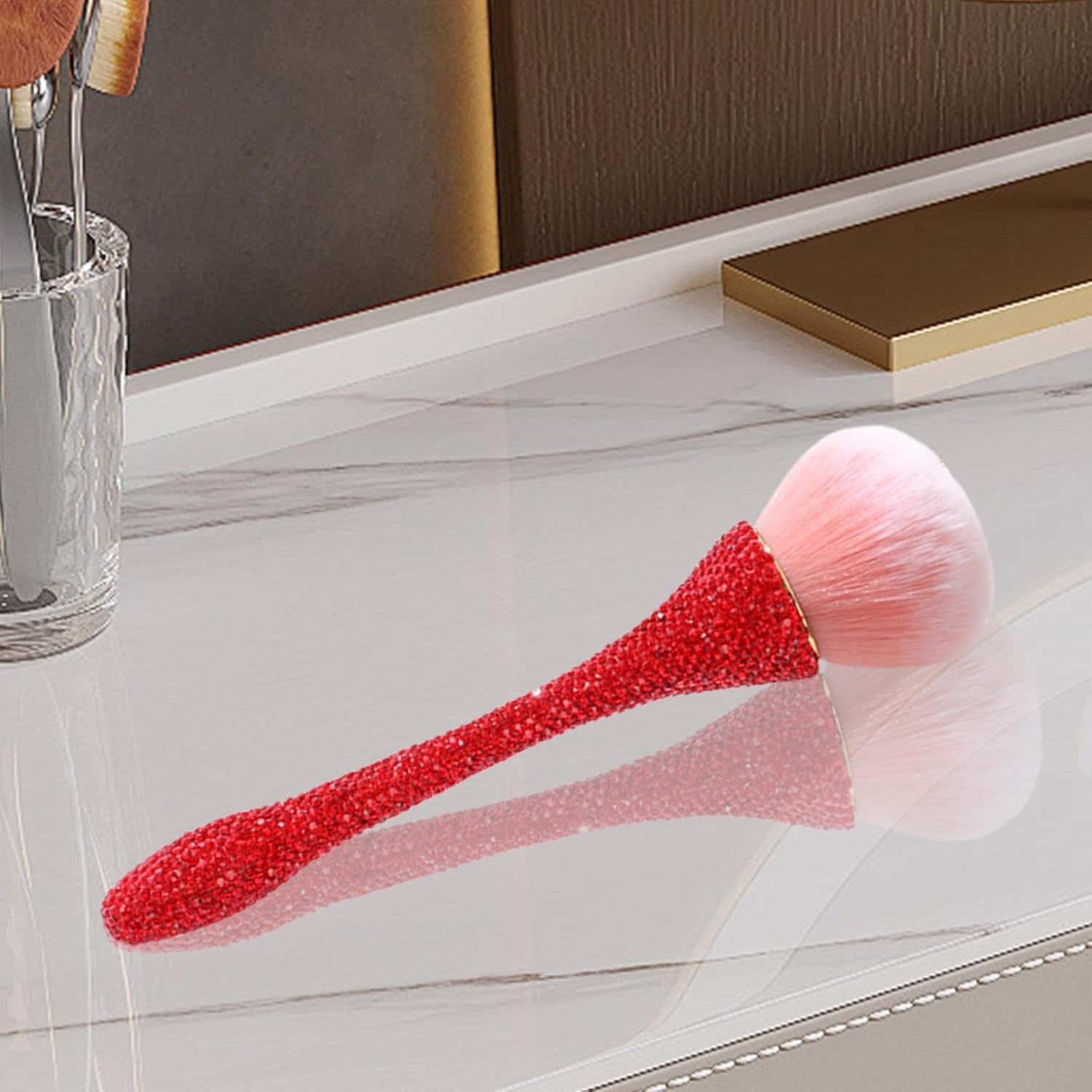 Eigell Makeup Brush,Blush Brush,Powder Makeup Brush,Loose Powder Brush for Makeup Setting Powder, Red - White image number 3