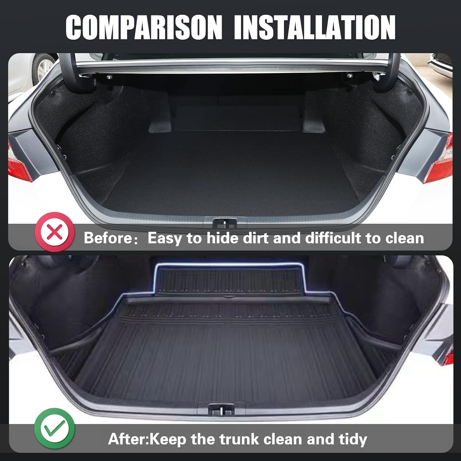 CMPCTR Cargo Mat Boot Liner for Toyota Camry 2018-2024 TPE Cargo Liner Heavy Duty Cargo Trunk Mat Luggage Tray Interior Accessories image number 1