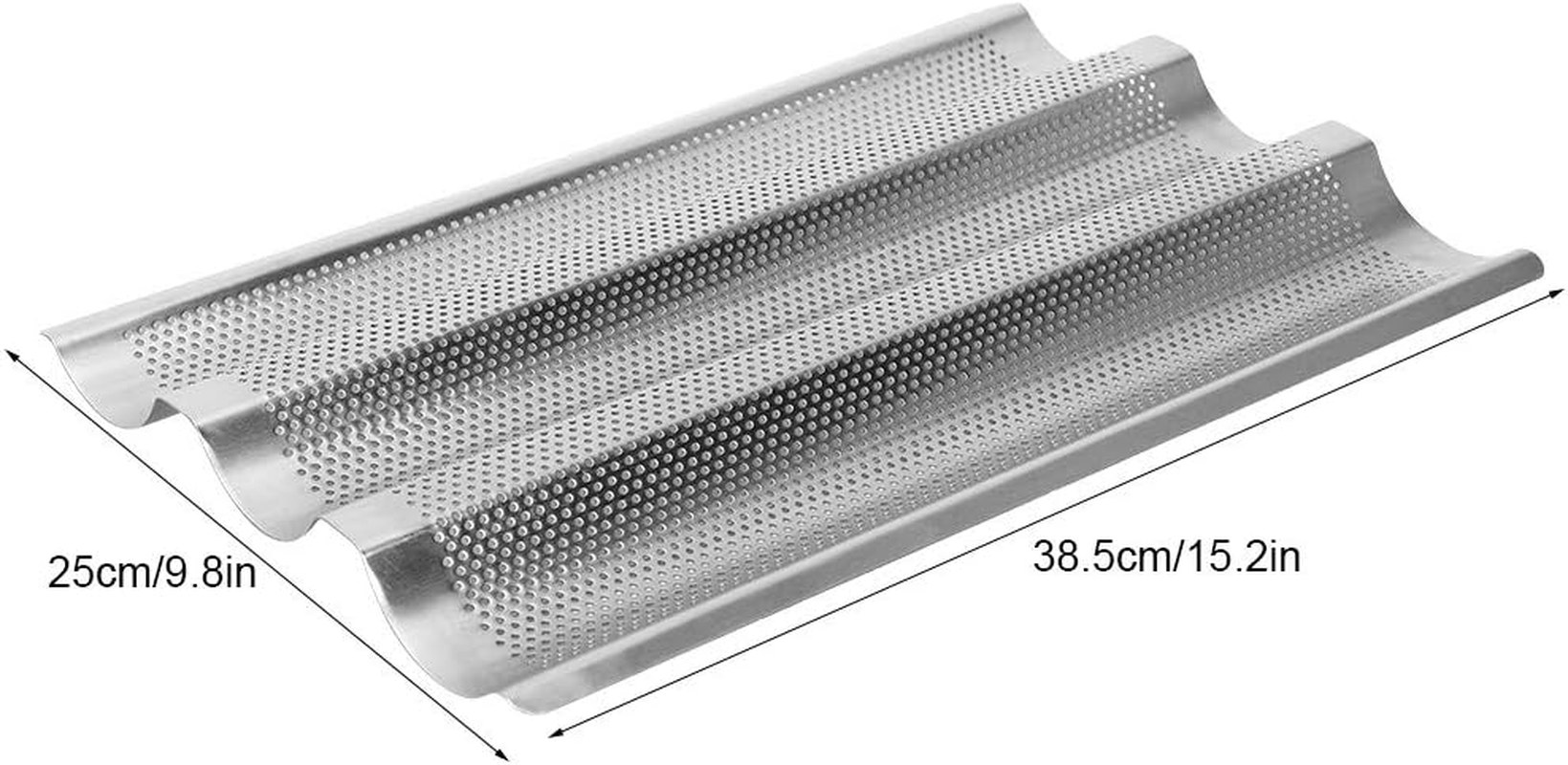 French Bread Baking Mold, 3 Groove Mold Baking Tray Pan, 430 Stainless Steel, with Leak Holes, 15.2 X 9.8In, Easily Make Baguettes image number 5