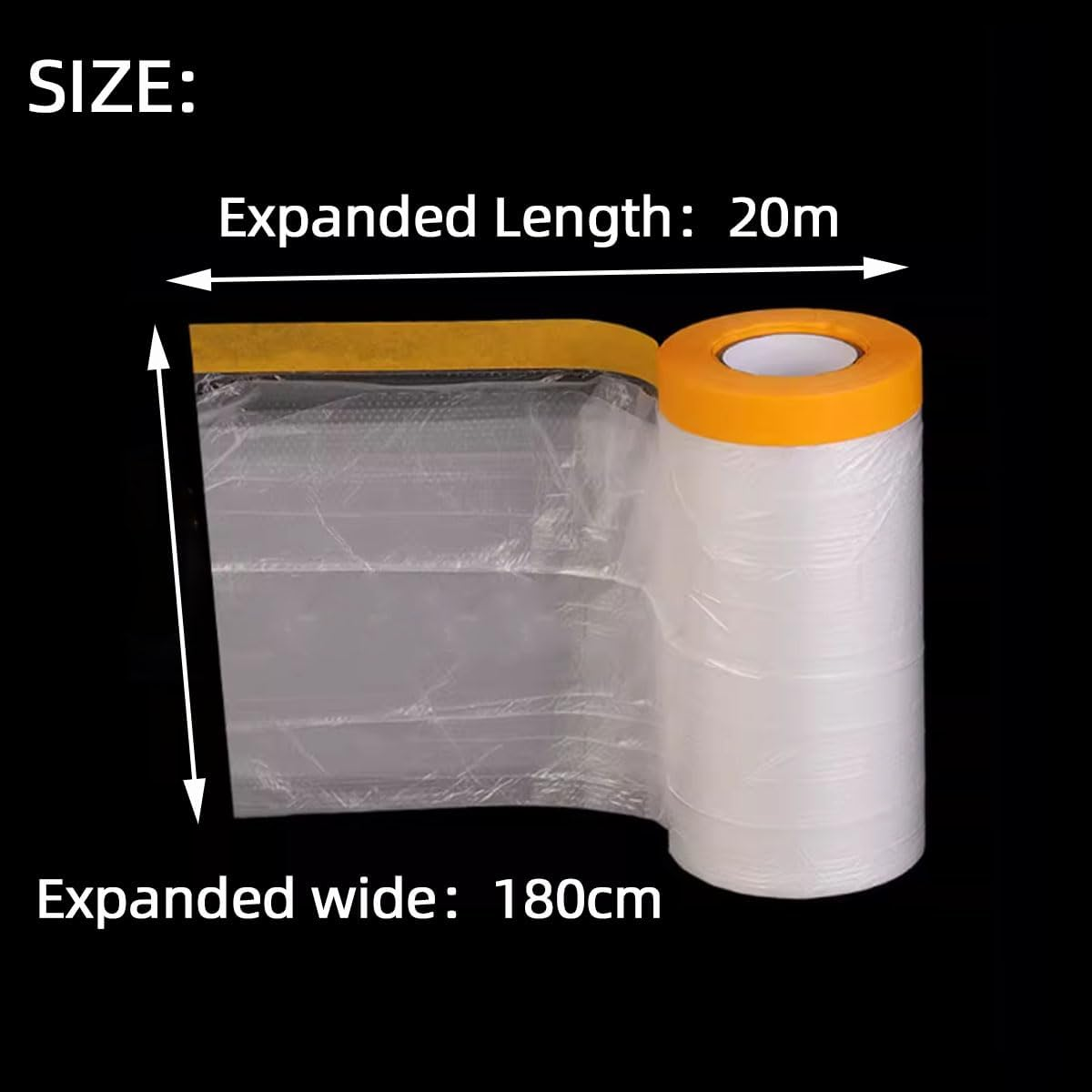 Skycabin Waterproof Pre-Taped Masking Film Tape and Drape 1.8Mx20M Versatile Painter'S Plastic Dust Sheets for Automotive Painting,Furniture Covering image number 3