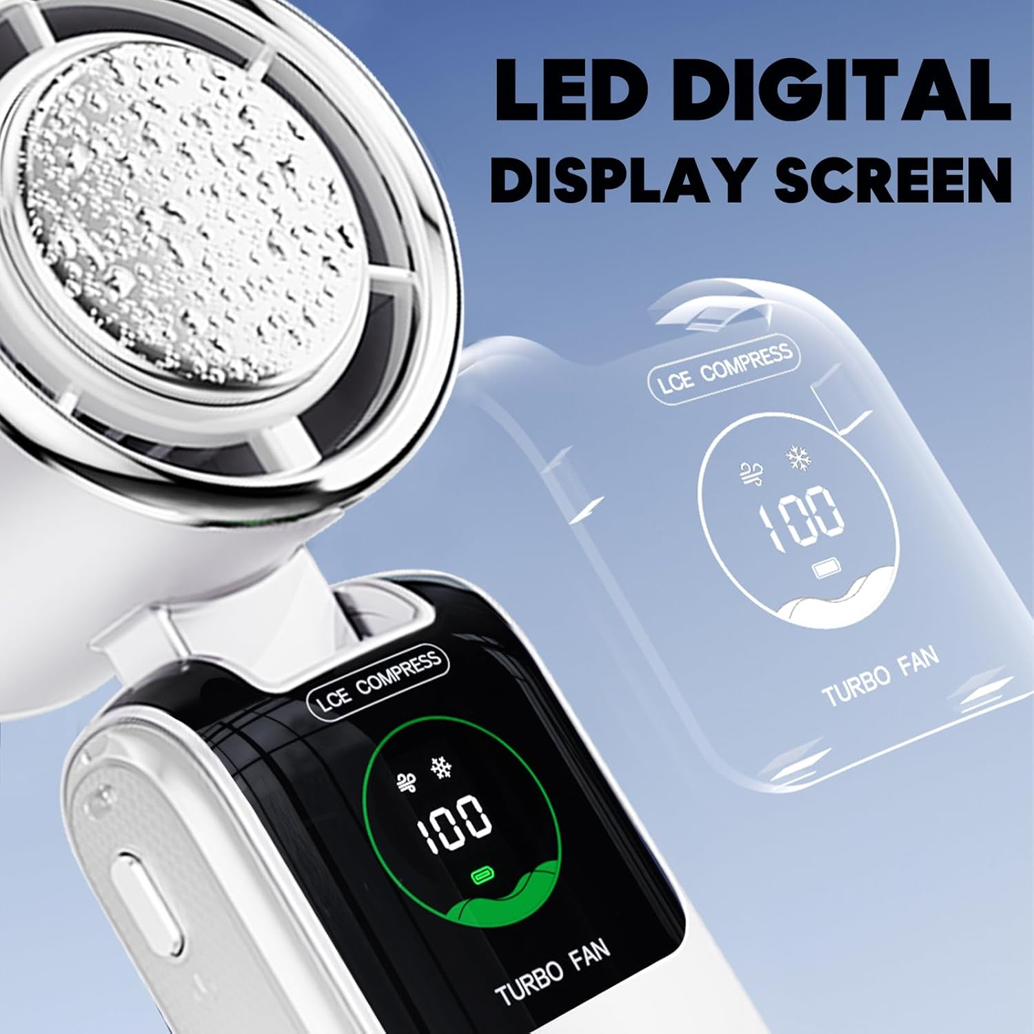 Handheld Fan with Cooling Plate, Portable Fan with Ice Cooler, 3-Second Fast Cooling, Rechargeable 4000Mah, 4 Speeds, Handheld Hanging Neck Desktop image number 5