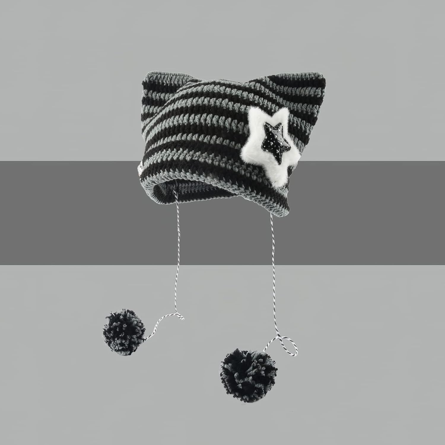 Y2K Beanies Vintage Grunge Crochet Hats for Women Kawaii Cute Fox Cat Knitted Hat Y2K Accessories for Teen Girls