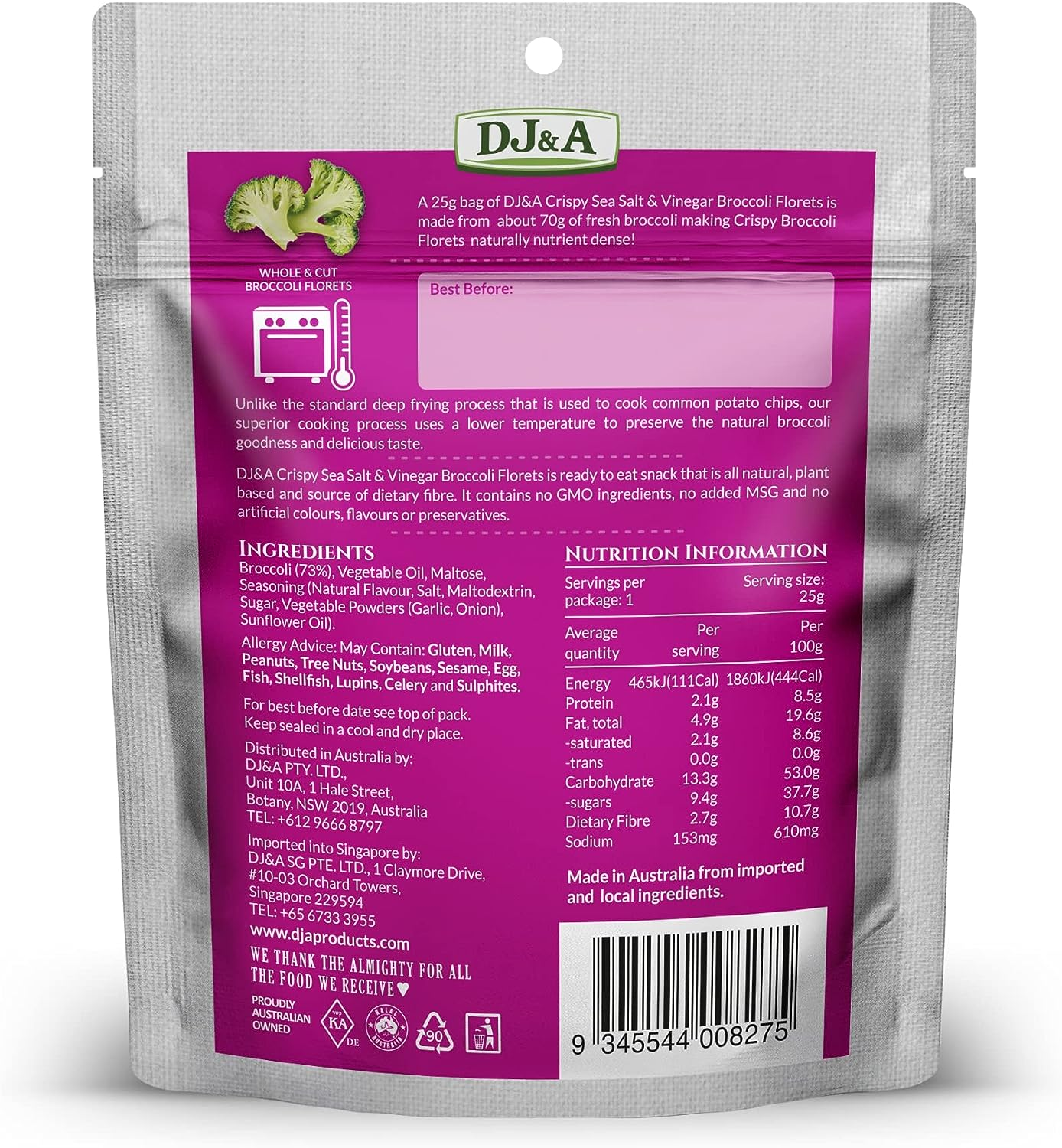 DJ&A Salt and Vinegar Broccoli Florets 25 G