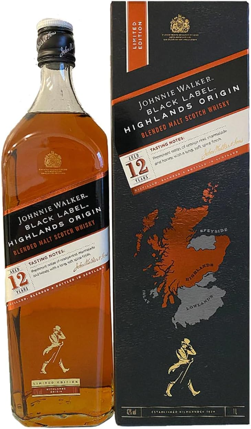 Johnnie Walker 12 Year Old Black Label Highlands Origin 1L