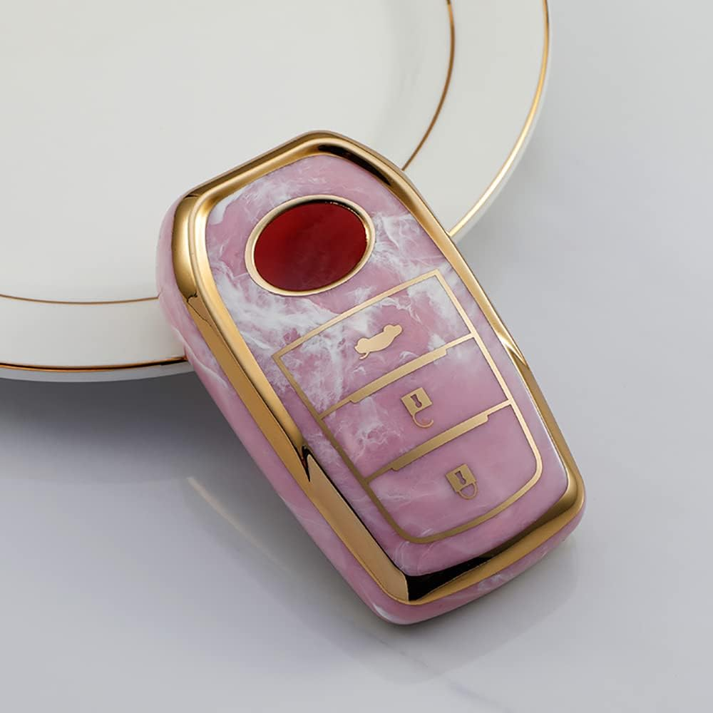 Ontto Tie-Dye TPU Car Key Fob Cover Fit for Toyota Hilux SW4 Innova Fortuner Crown Land Cruiser Key Case Keyring Keyless Entry Smart Key Holder Keychain Accessories 3 Buttons Pink image number 5