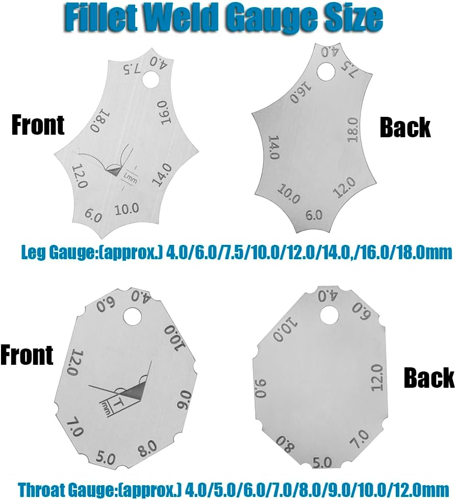Yakamoz Stainless Steel Wire Gauge Measuring Tool, 3-In-1 Welding Inspection Tool Set (Wire Gauge + Weld Thickness Gauge + Fillet Weld Gauge) for Wire Welding image number 4