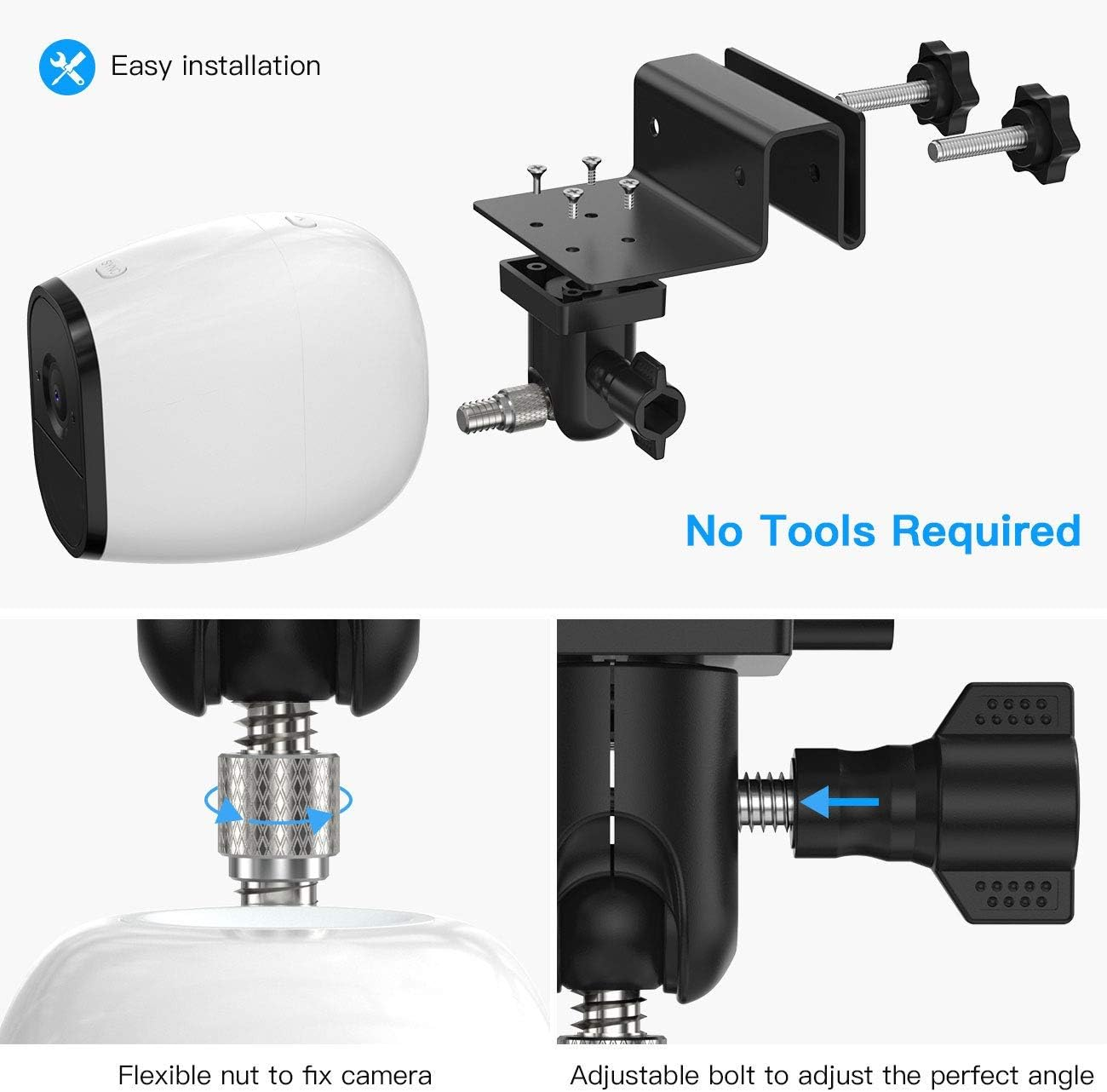 HOLACA Gutter Mount for Arlo Pro3, Arlo Pro 4, Arlo Pro 2, Arlo Ultra/Ultra 2, Arlo Essential, Eufycam 2/ 2C/ E Camera Weatherproof Arlo Accessories Outdoor Mount(1 Pack, Black)