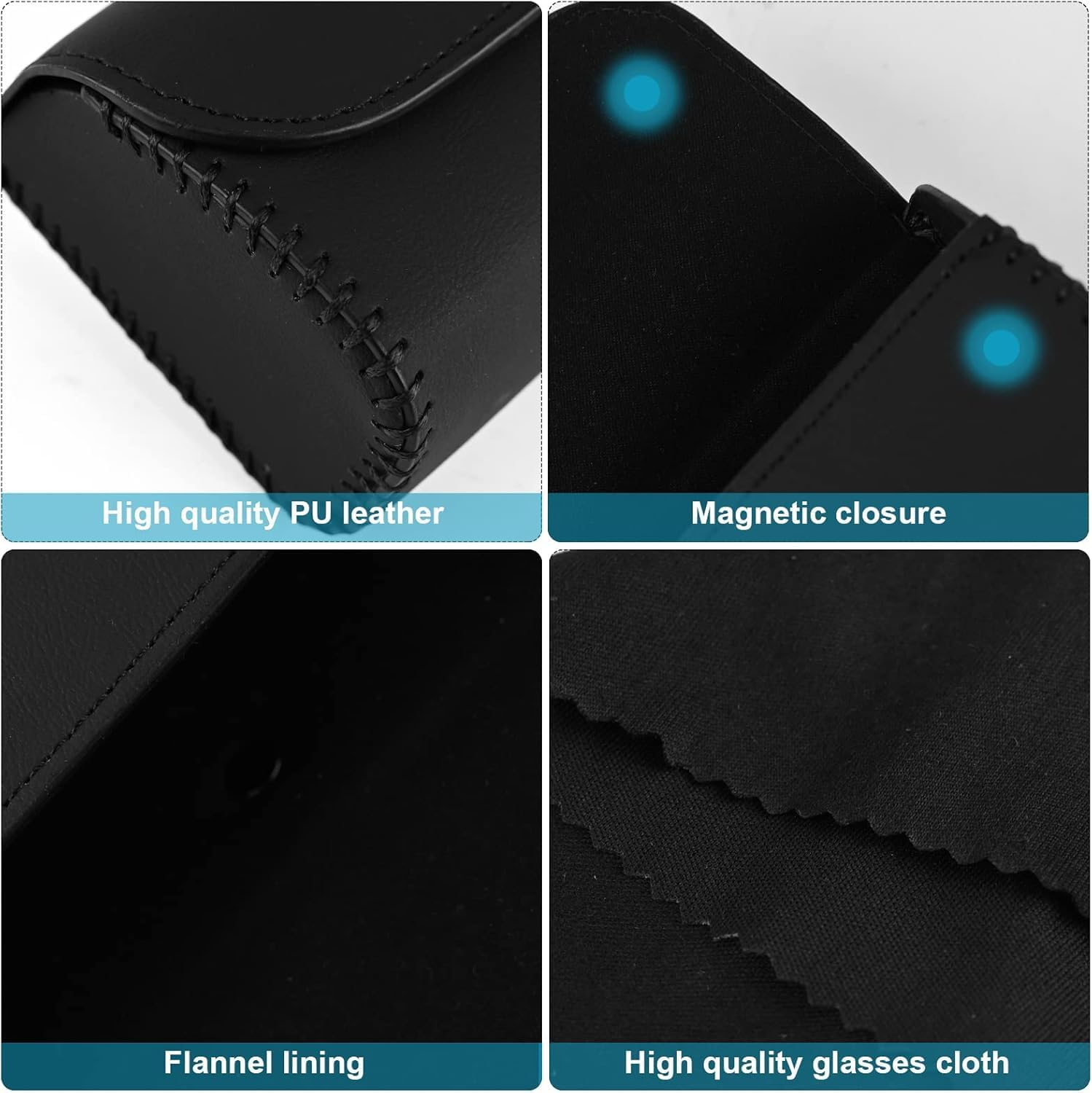 Car Glasses Case Glasses Holders Car Sun Visor Leather Sunglasses Case Holder Clip Sunglasses Holder for Car Sun Visor with Cleaning Cloths for Most Car Models Interior Accessories image number 6