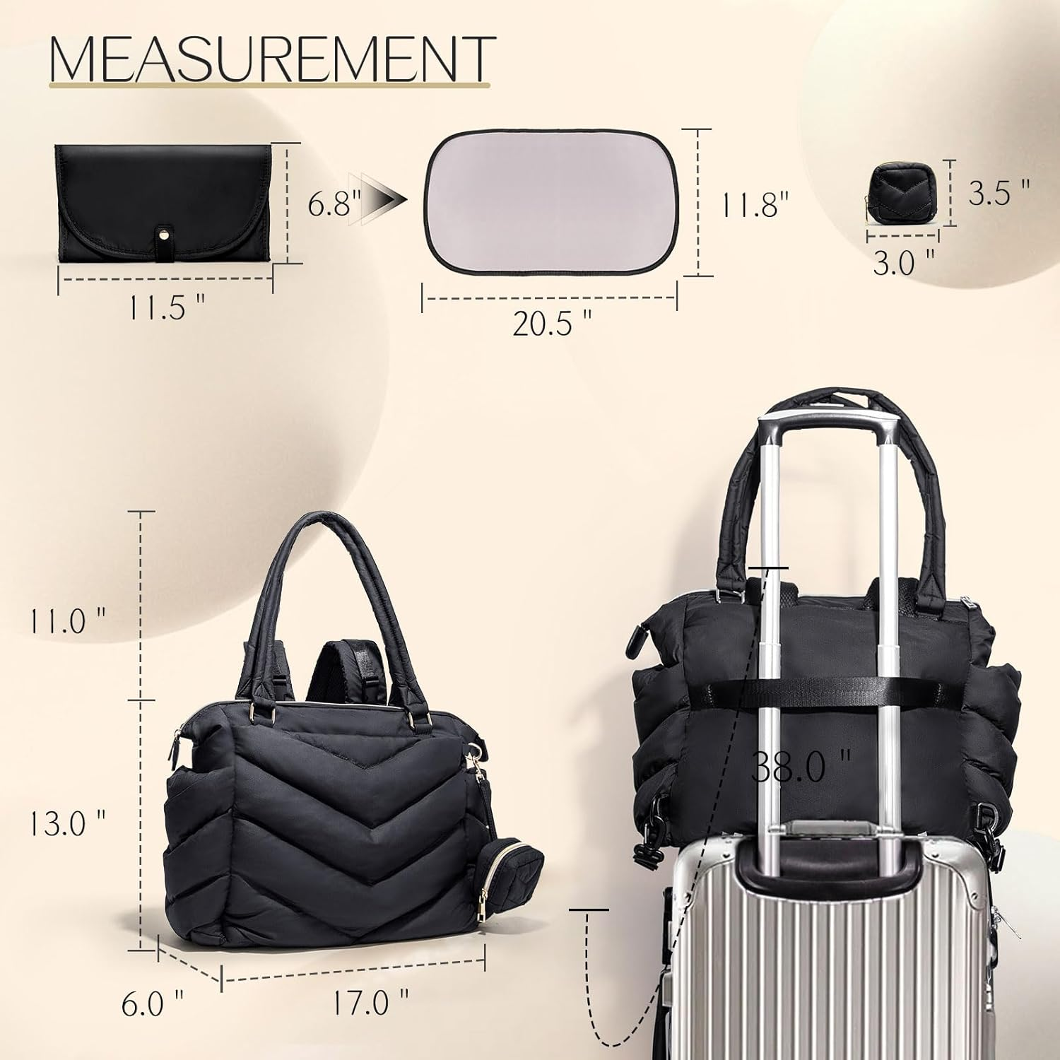 ILCOLPO Diaper Bag Tote with Pacifier Case, Lightweight Travel Diaper Bag Backpack with 10 Pockets - Apricot image number 7