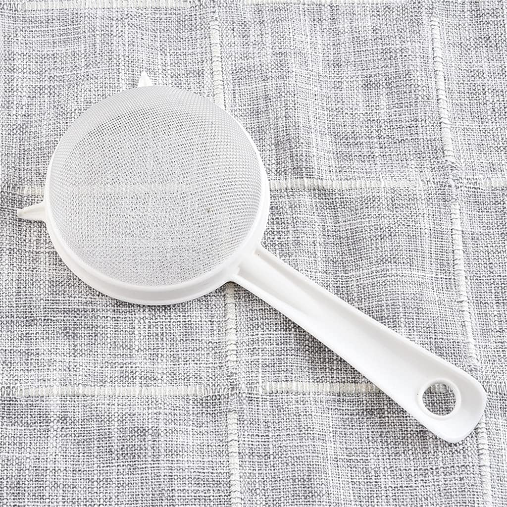 White Kitchen Handheld Reusable Plastic Screen Mesh Tea Leaf Strainer Flour Sieve Colander Kitchen Tools and Gadgets Accessories image number 6