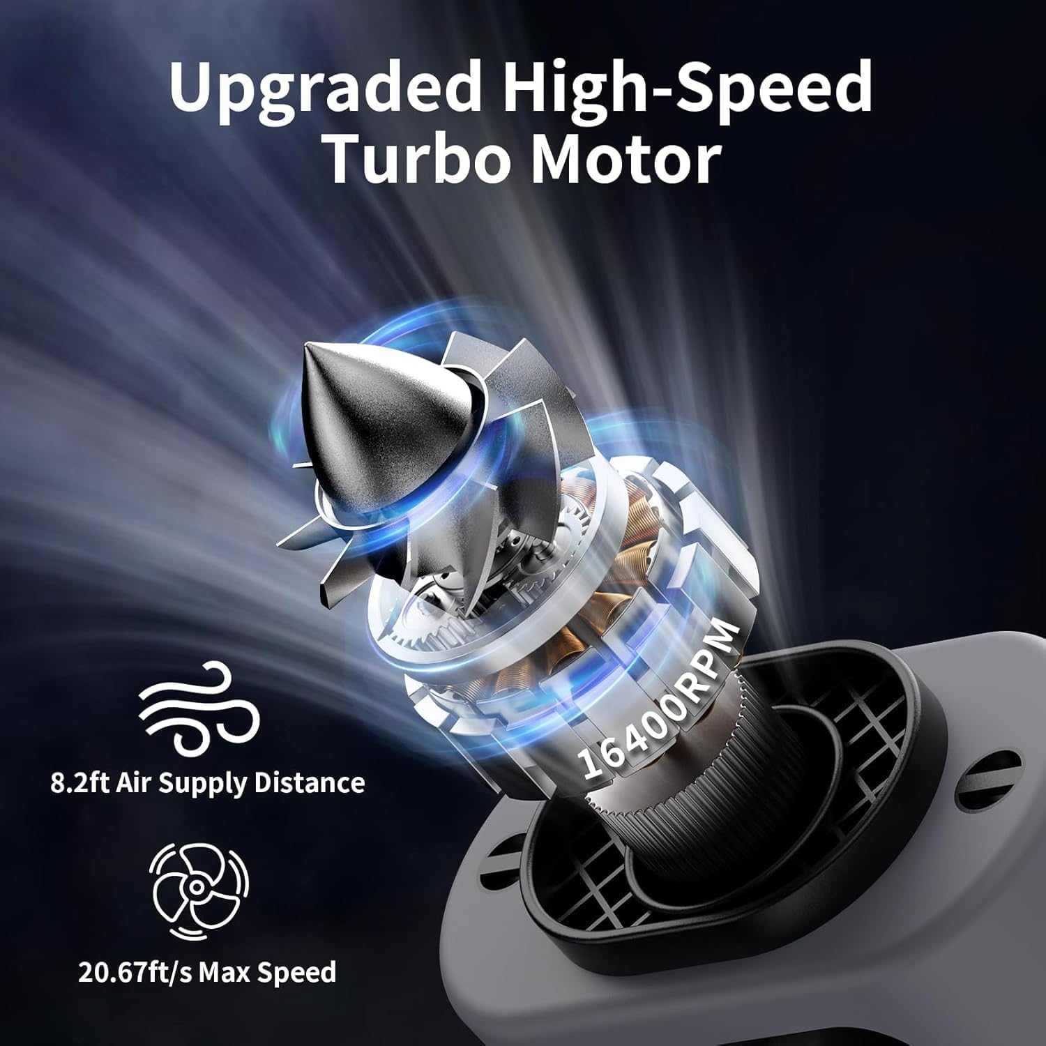 14500Mah Belt Fan, Waist Fan with Max 67H Working Time and 5 Speeds Adjustable, Clip on Fan for Outdoor Jobsite Camping Farms (Grey)