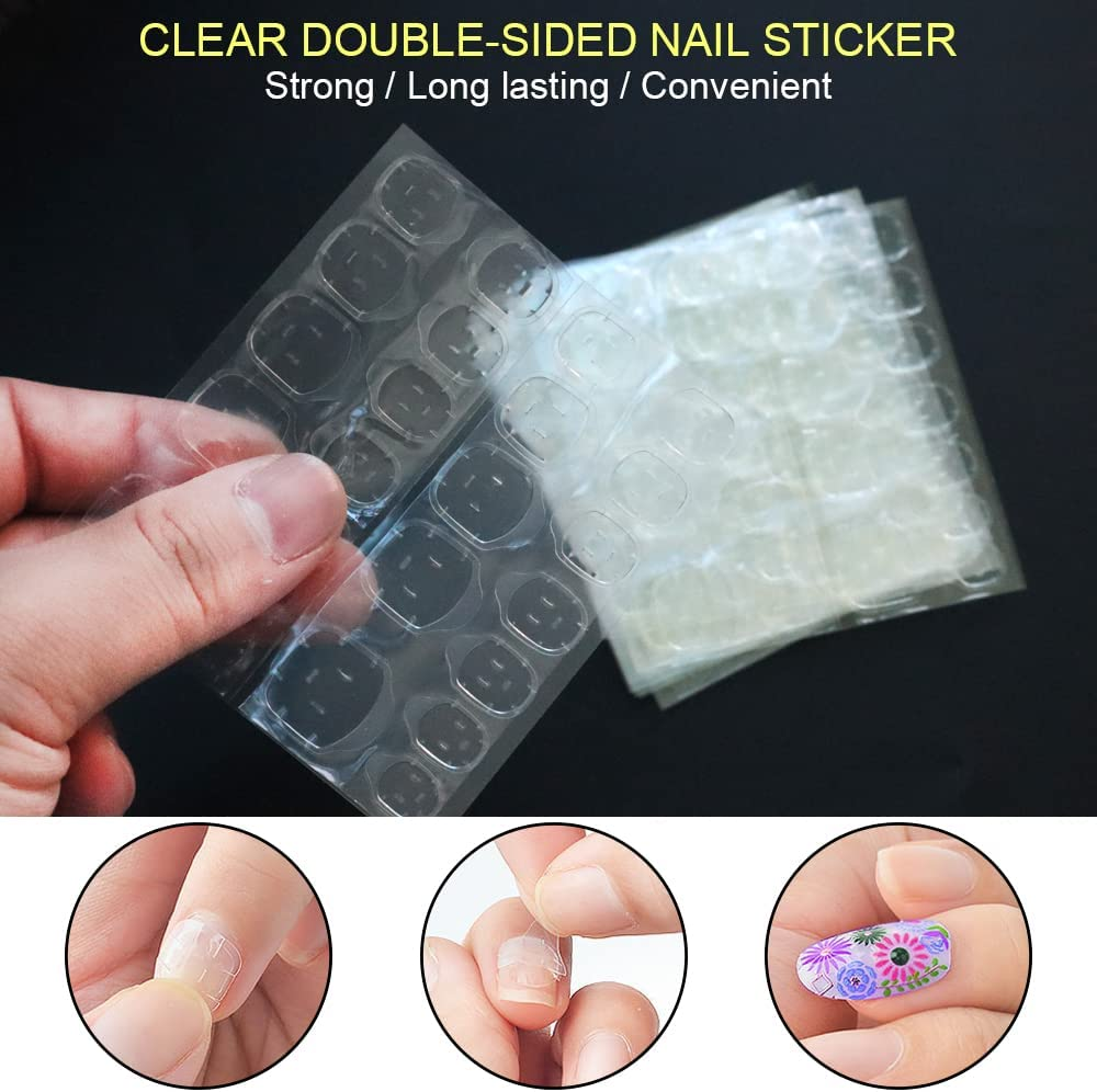 40 Sheets 960 Pieces Large Size Transparent Nail Adhesive Tabs, Breathable Double Sided Glue Nail Sticker, Acrylic False Nail Jelly Adhesive for Manicure Supplies, Yellow image number 6