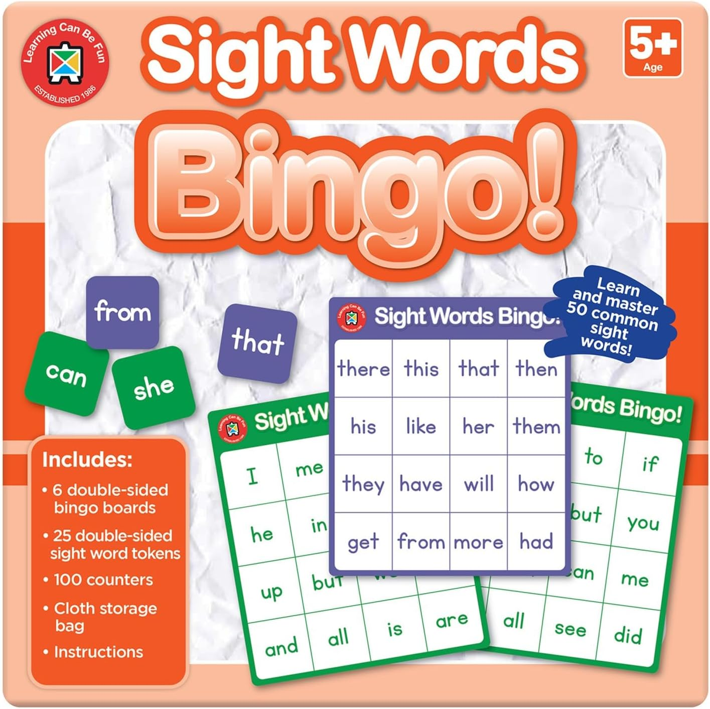 Learning Can Be Fun Bingo Sight Words image number 1