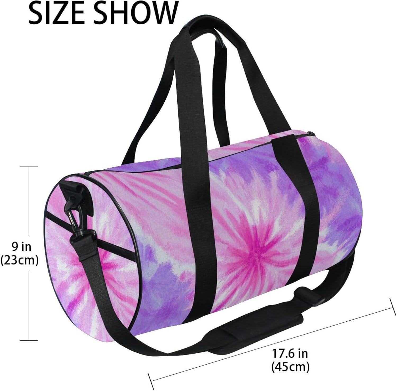 Pink-Purple Tie-Dye Large Duffle Bag Travel Weekender Gear Bag Sports Waterproof image number 4