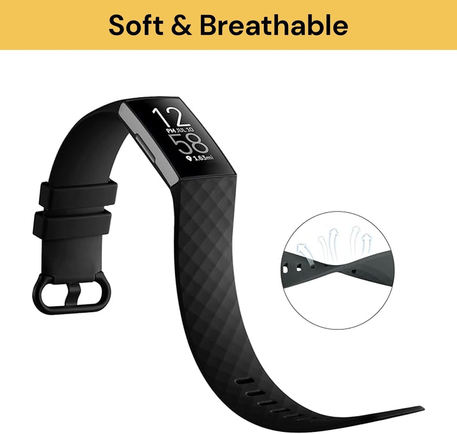 Ezonedeal Sport Bands for Fitbit Charge 4 Band & Fitbit Charge 3 Bands, Soft Silicone Adjustable Replacement Wristbands Women/Men for Fitbit Charge 4 / Fitbit Charge 3 / Charge 3 SE