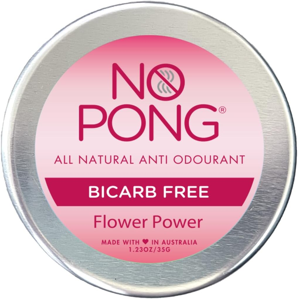 No Pong Flower Power Bicarb Free 35G - Natural Deodorant for Sensitive Skin - Bicarb Free, Australian Made, Zero Plastic