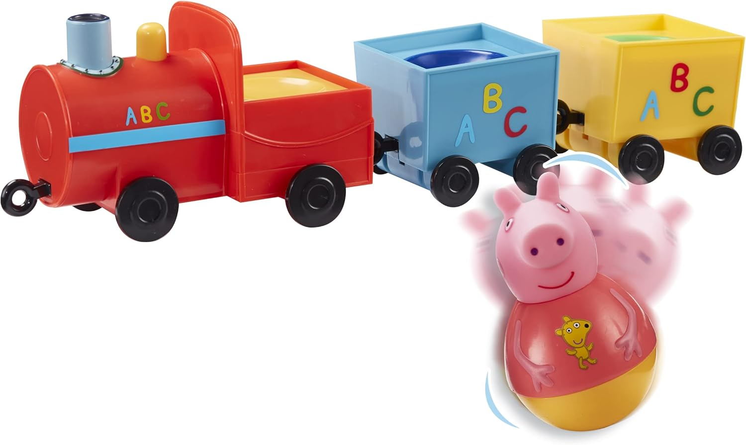 Peppa Pig Weebles Pull-Along Wobbily Train Toy image number 3
