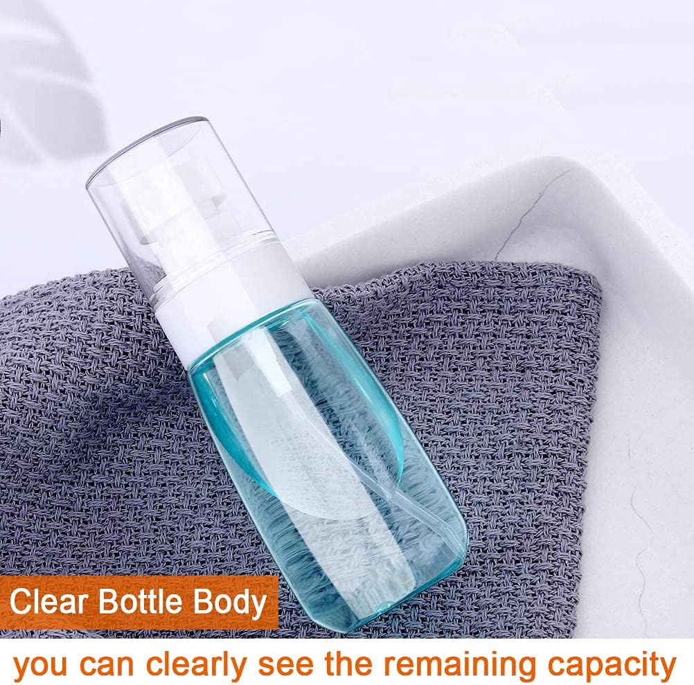 Lahviuu Spray Bottle,6 Pcs 30Ml Fine Mist Empty Travel Bottle Set Portable Reflillable Liquid Containers,Atomiser for Cosmetic,Make Up,Hair,Perfume(Pink, Clear, Blue)