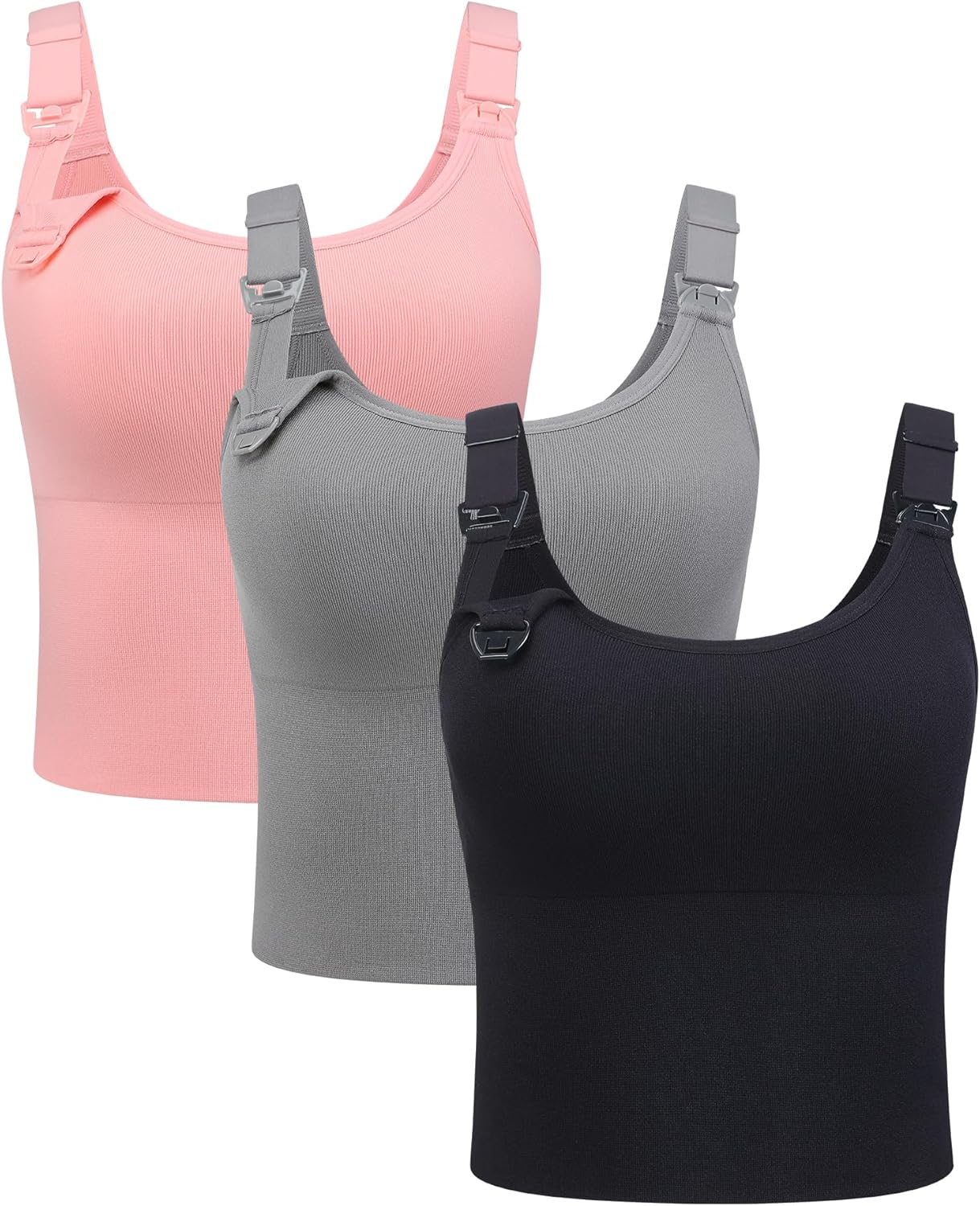 Suekaphin Nursing Longline Bra Tank Top Crop,Maternity Support Sport Bra,Pullover Wide Straps Sewn Cups for Breastfeeding