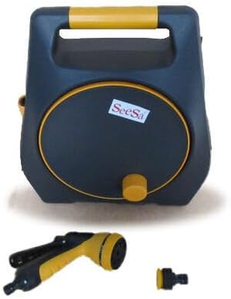 Garden Manual Rewind 15M+2M Water Hose Retractable Hose Reel Spray Gun image number 3