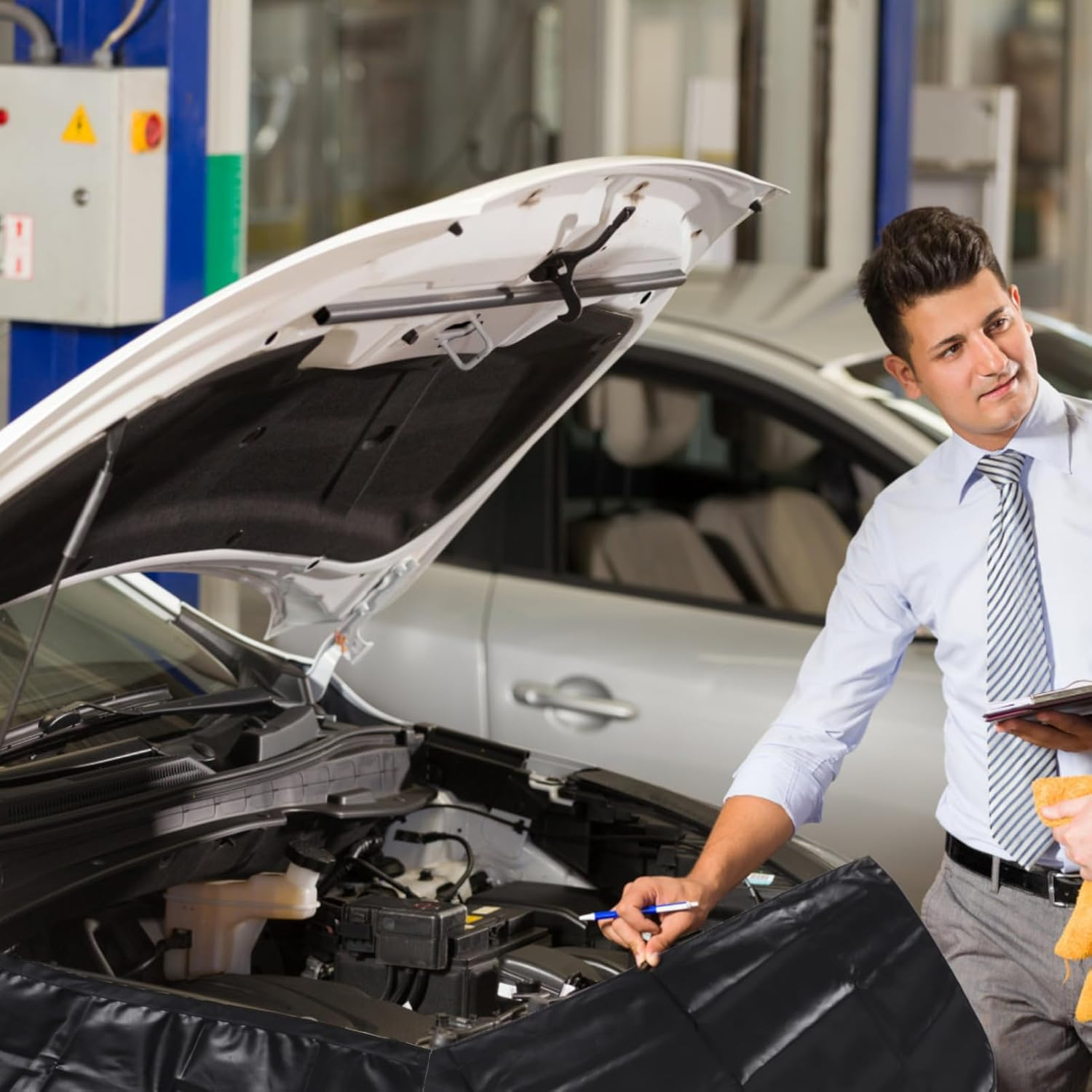 JECOMPRIS 1 Set Protective Pad Automotive Mechanic Work Mat Magnetic Car Repair Pad Magnetic Car - Proof Mat Car Body Mat Magnetic Car - Proof Cover Cars Mechanic Mat for Car Leather Black image number 4