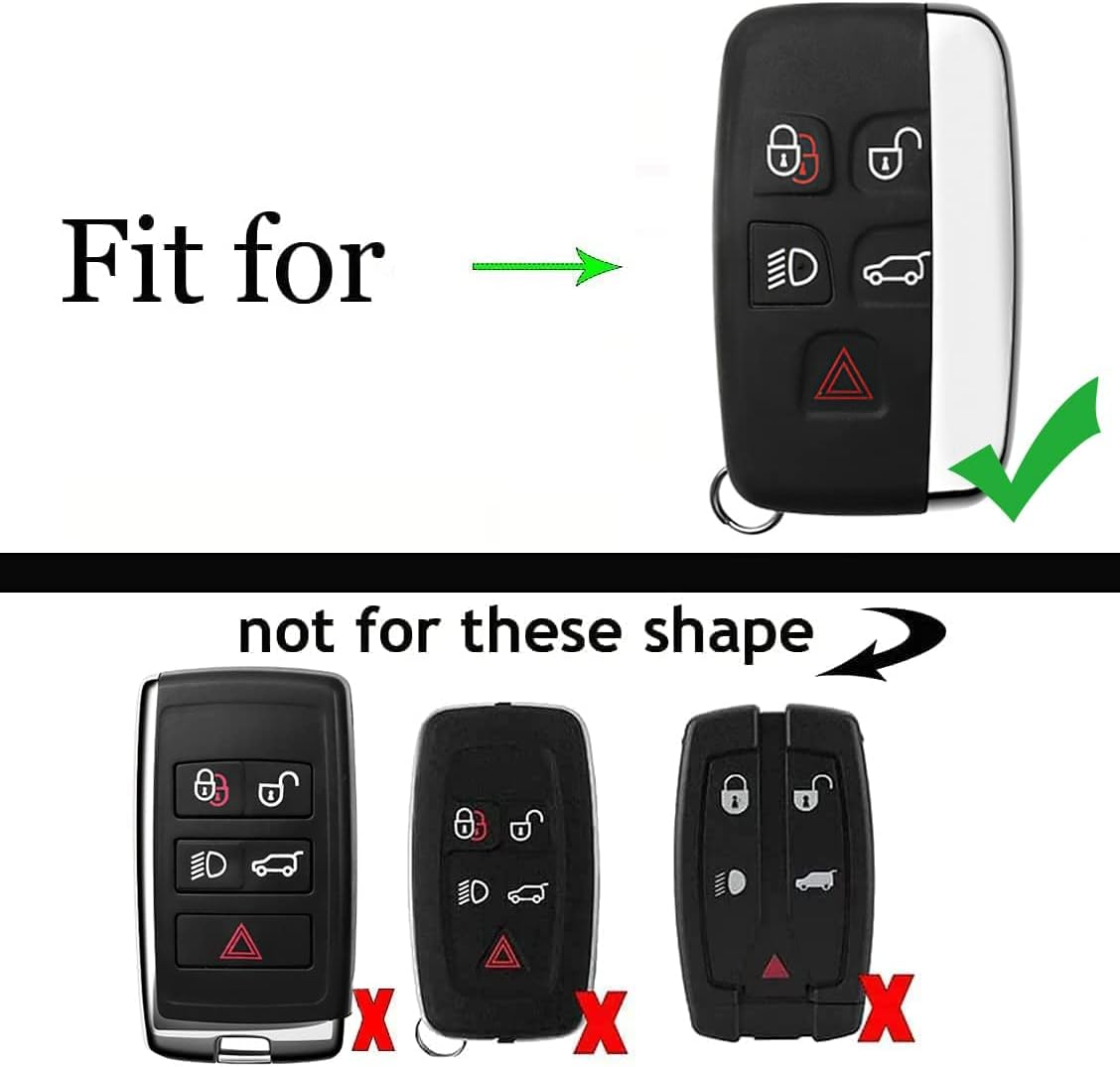 Ontto Key Fob Cover Keyless Prevent Scratches Metal Leather Key Protector Skin Shell Keychain Fit for Range Rover Sport Dsicovery LR4 Silver Metal Shell Black image number 5