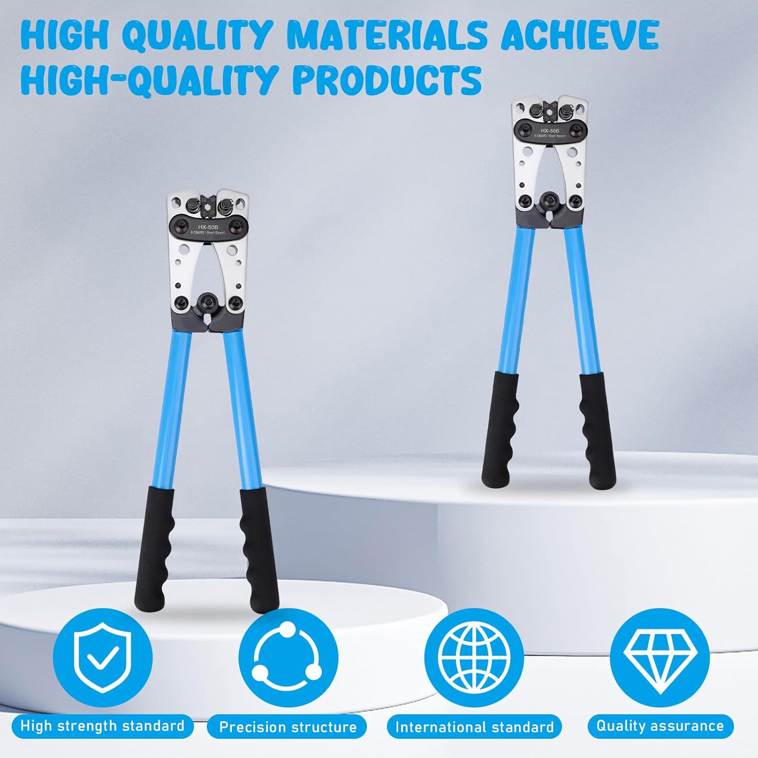 Pearyaest Battery Cable Lug Crimping Tool,For Heavy Duty Wire Lugs,Crimping Pliers for Battery Terminal 6-50Mm&sup2;,Wire Crimper for AWG 10-1/0 Electrical Lug,Awg Wire Cable Cutting and Crimping image number 5