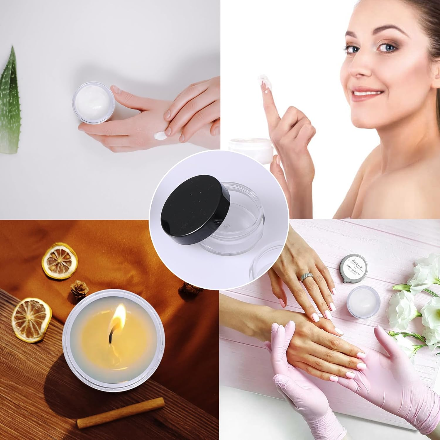 71Pcs 5 Gramscosmetic Jars,Plastic Container Jars Makeup Travel Containers with Lids for Lotion, Cream, Ointments, Makeup, Eye Shadow, Rhinestone, Samples, Travel Storage(Transparent Pink) image number 4