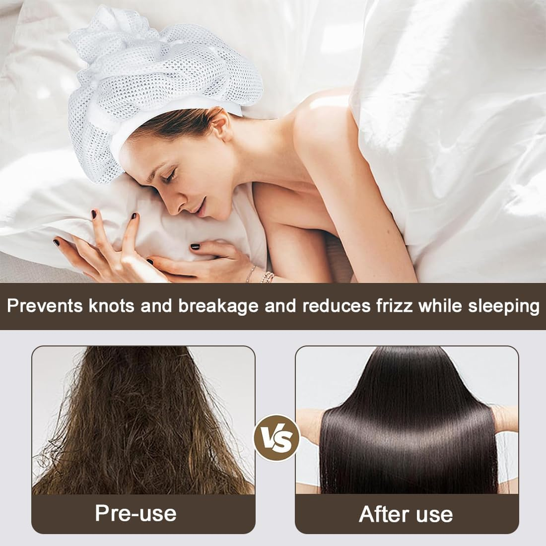 KSJEHW Net Plopping Cap for Curly Hair, Dry Caps for Curly Hair, Hair Net Plopping Hood with Adjustable Drawstring, Net Plopping Cap for Drying Curly Hair (White) image number 5