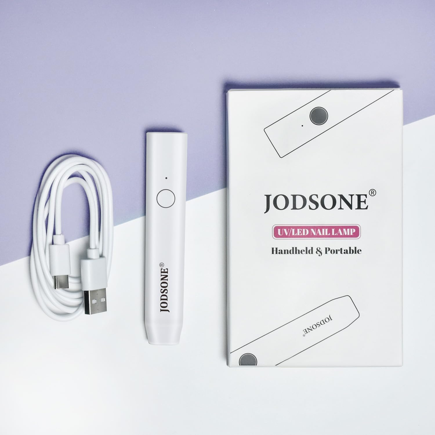 JODSONE Handheld U V Light for Gel Nails Portable Mini Nail Dryer Cordless Rechargeable USB Nail Dryer for Fast Curing for Home DIY Manicure Nail Art, White image number 1