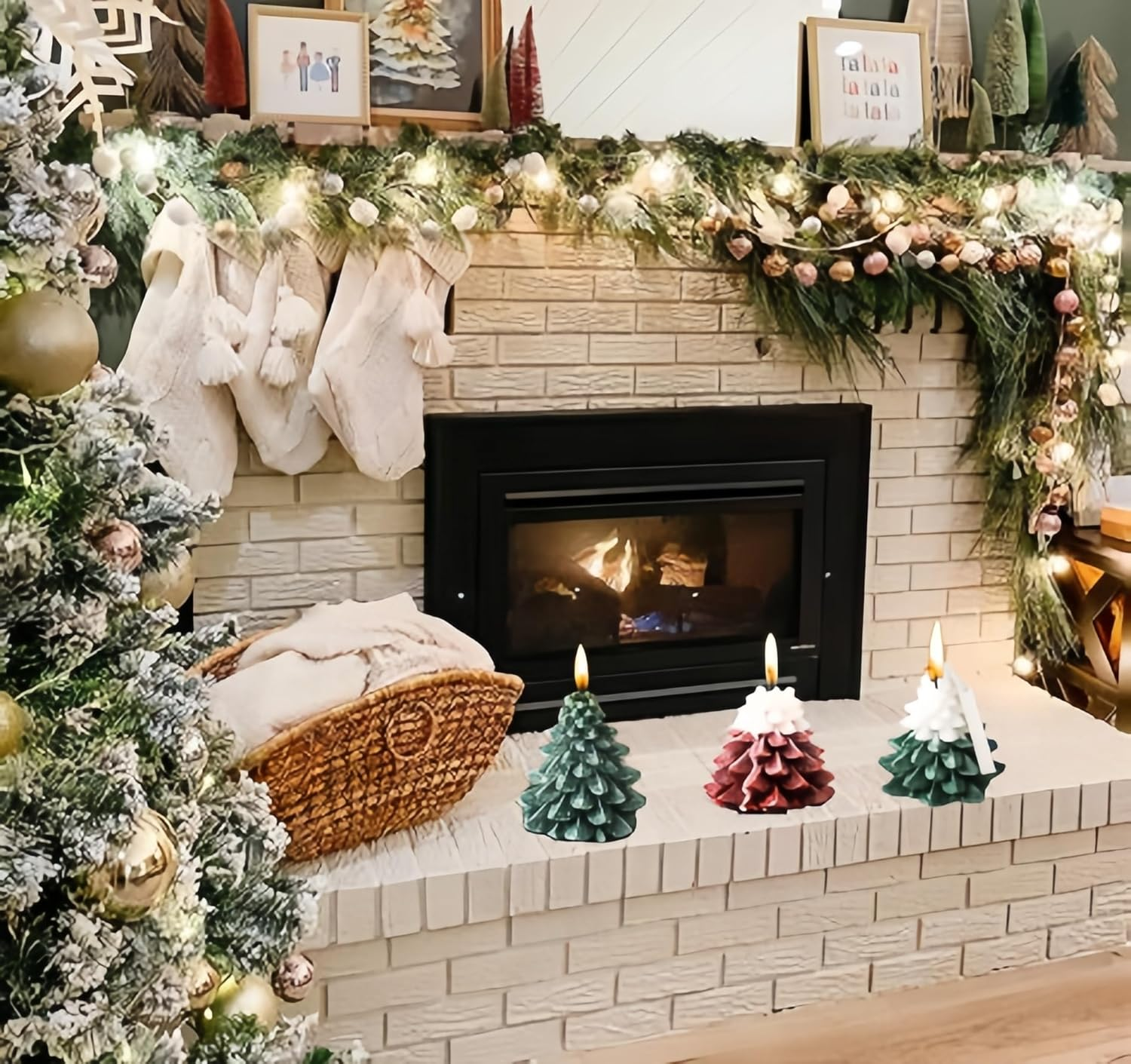 Christmas Tree Candle -Sandalwood Scented Candle 3.5Oz/100G (Red) image number 2