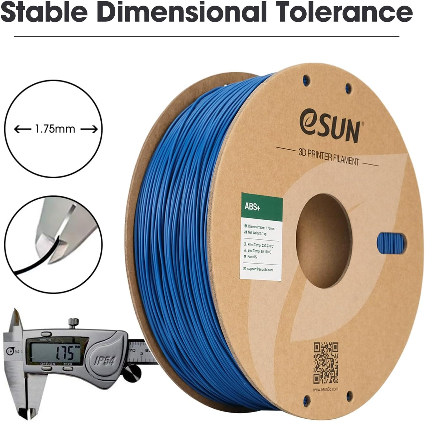 Esun ABS+ Filament 1.75Mm, Low Warping 3D Printer Filament ABS Plus, Dimensional Accuracy +/- 0.05Mm, 1KG Spool (2.2 LBS) 3D Printing Filament for 3D Printers,Blue image number 5